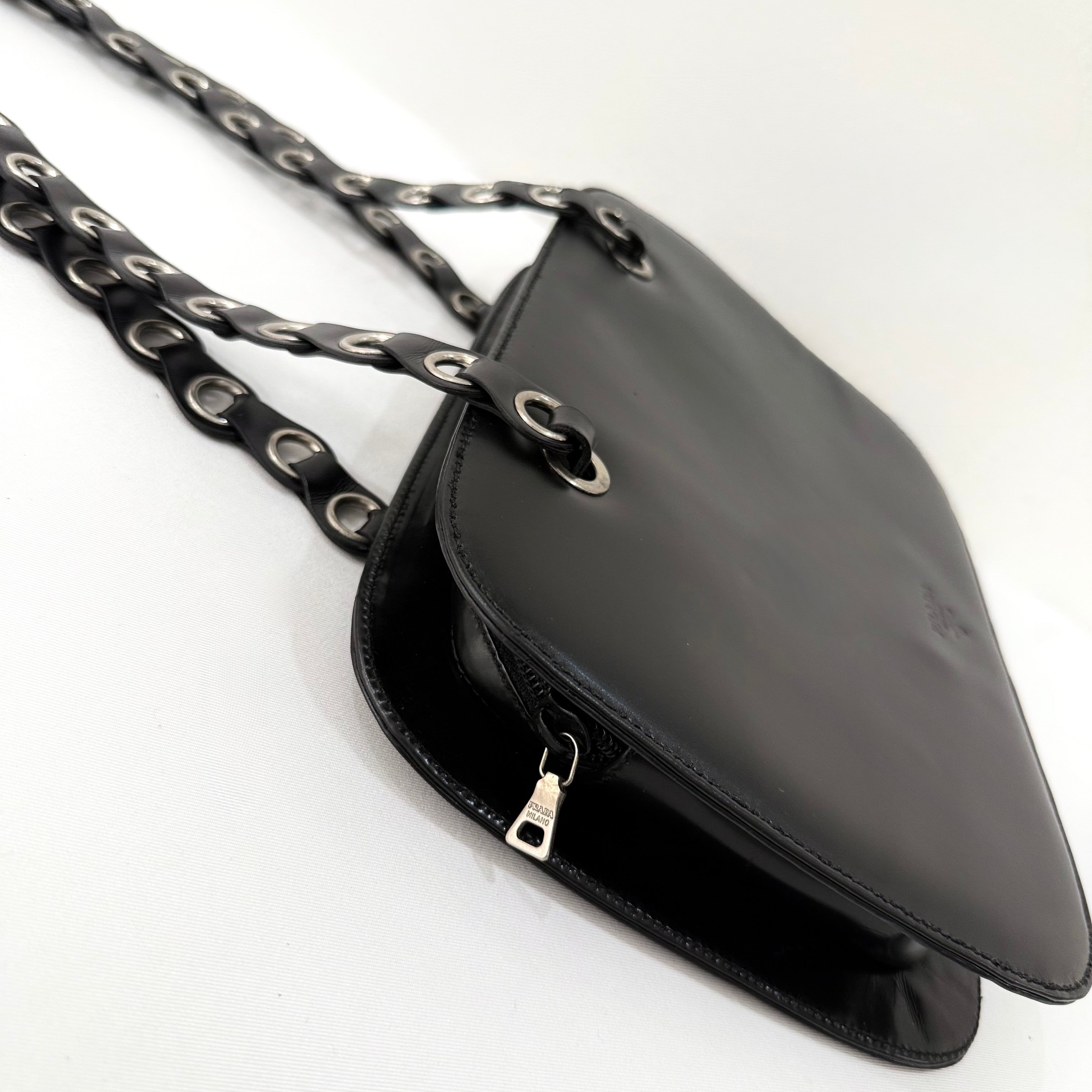 Prada Spazzolato Logo Print Bag Black