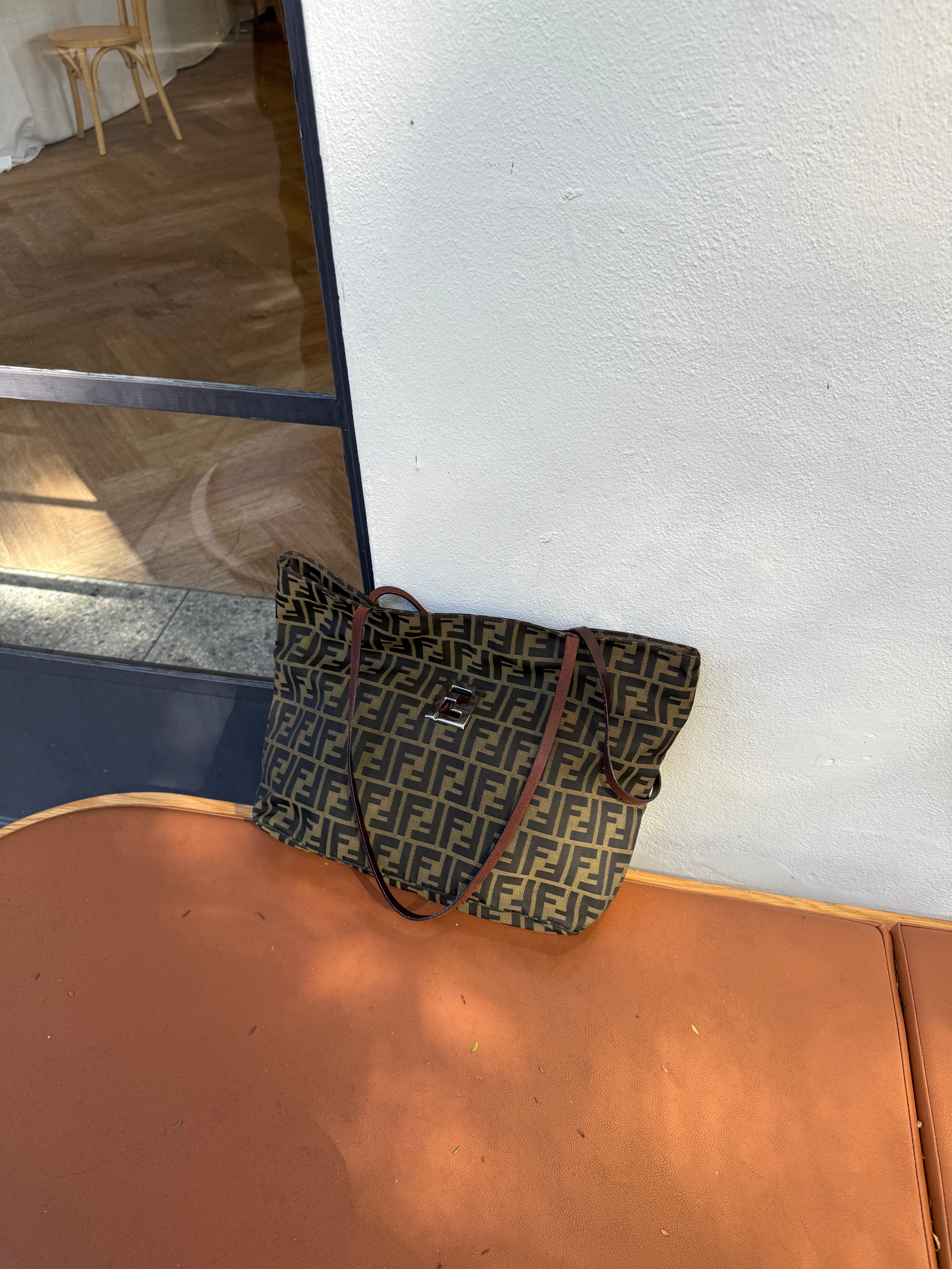 Fendi Zucca Metal Logo Tote