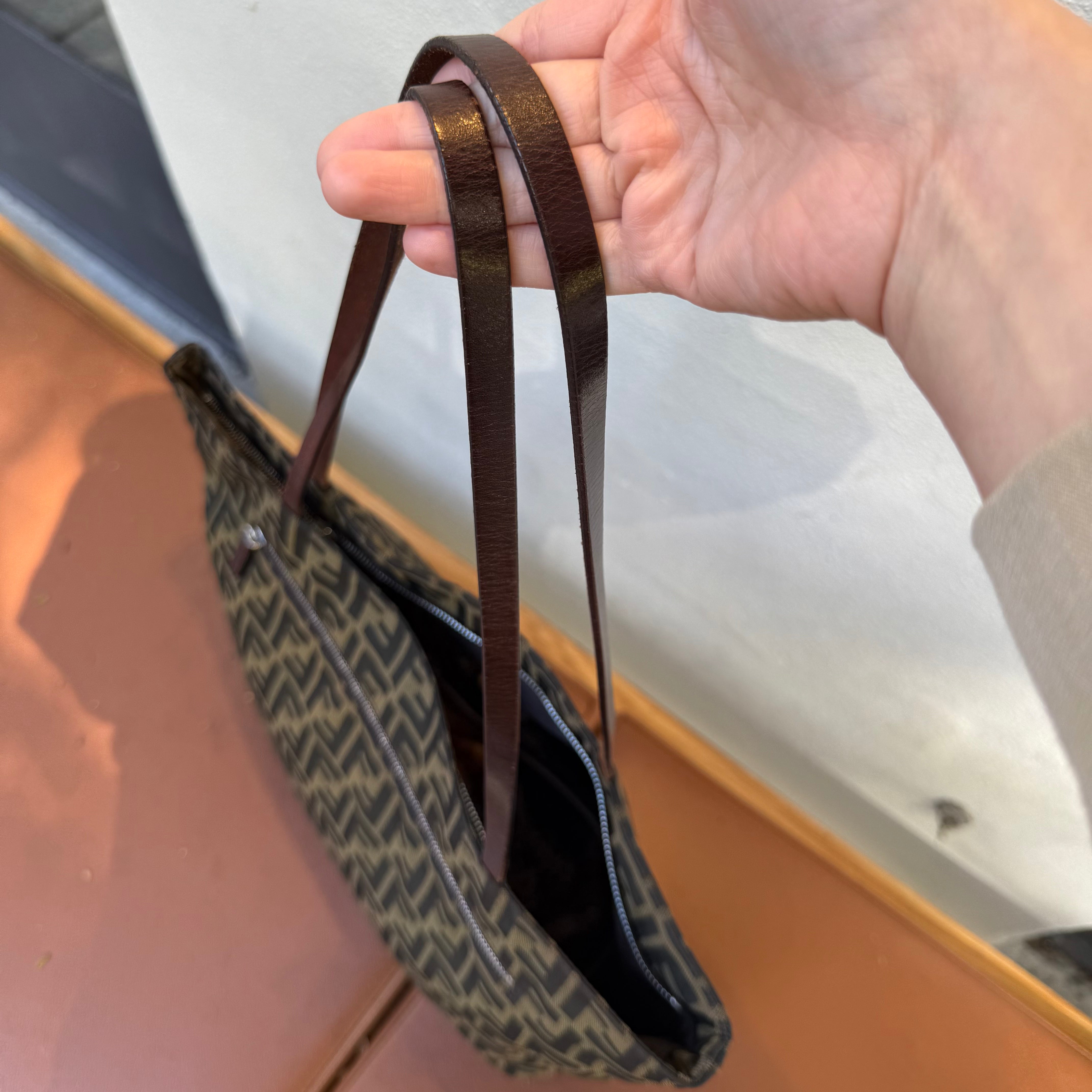Fendi Zucca Metal Logo Tote