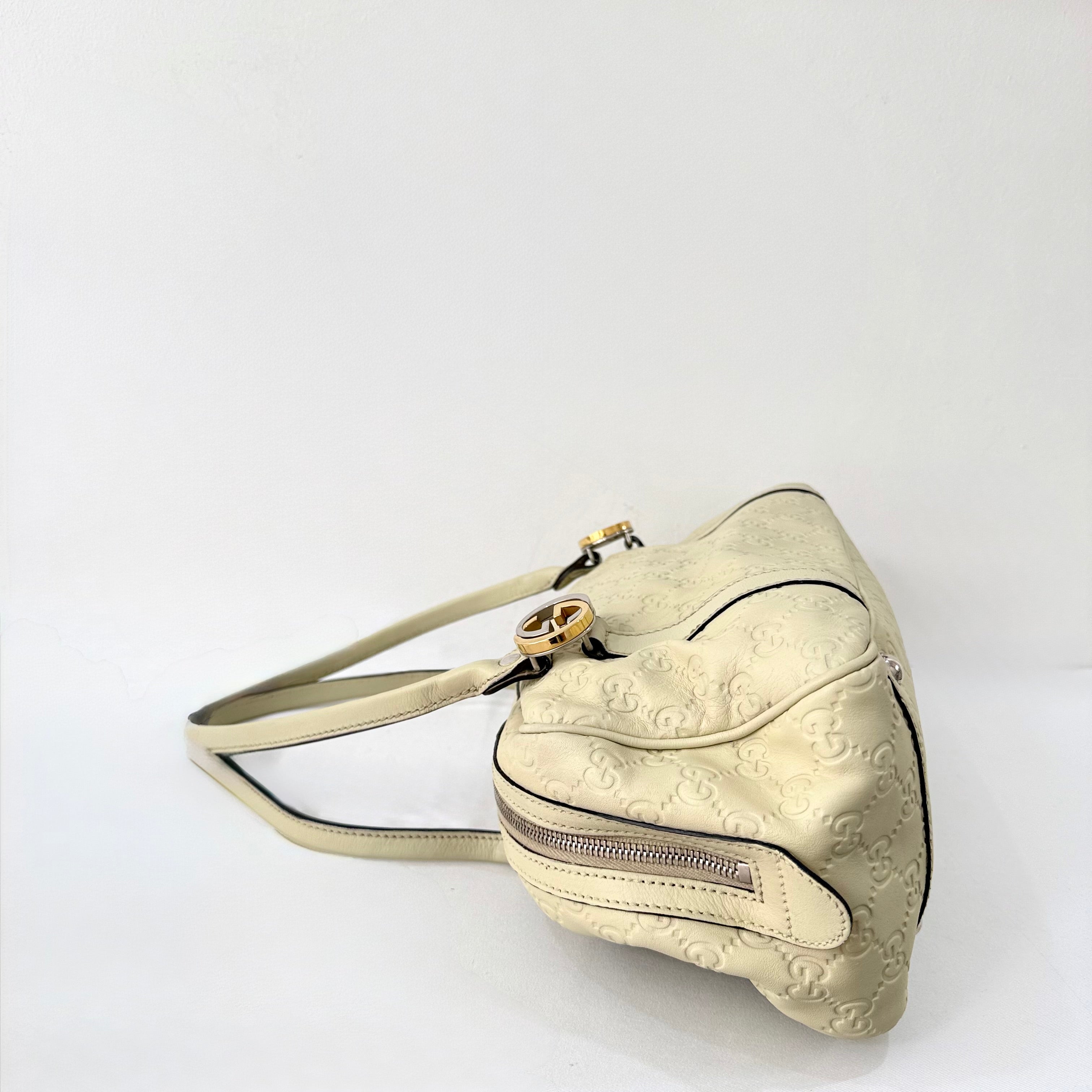 Gucci Guccissima Twin Shoulder Bag Off-White