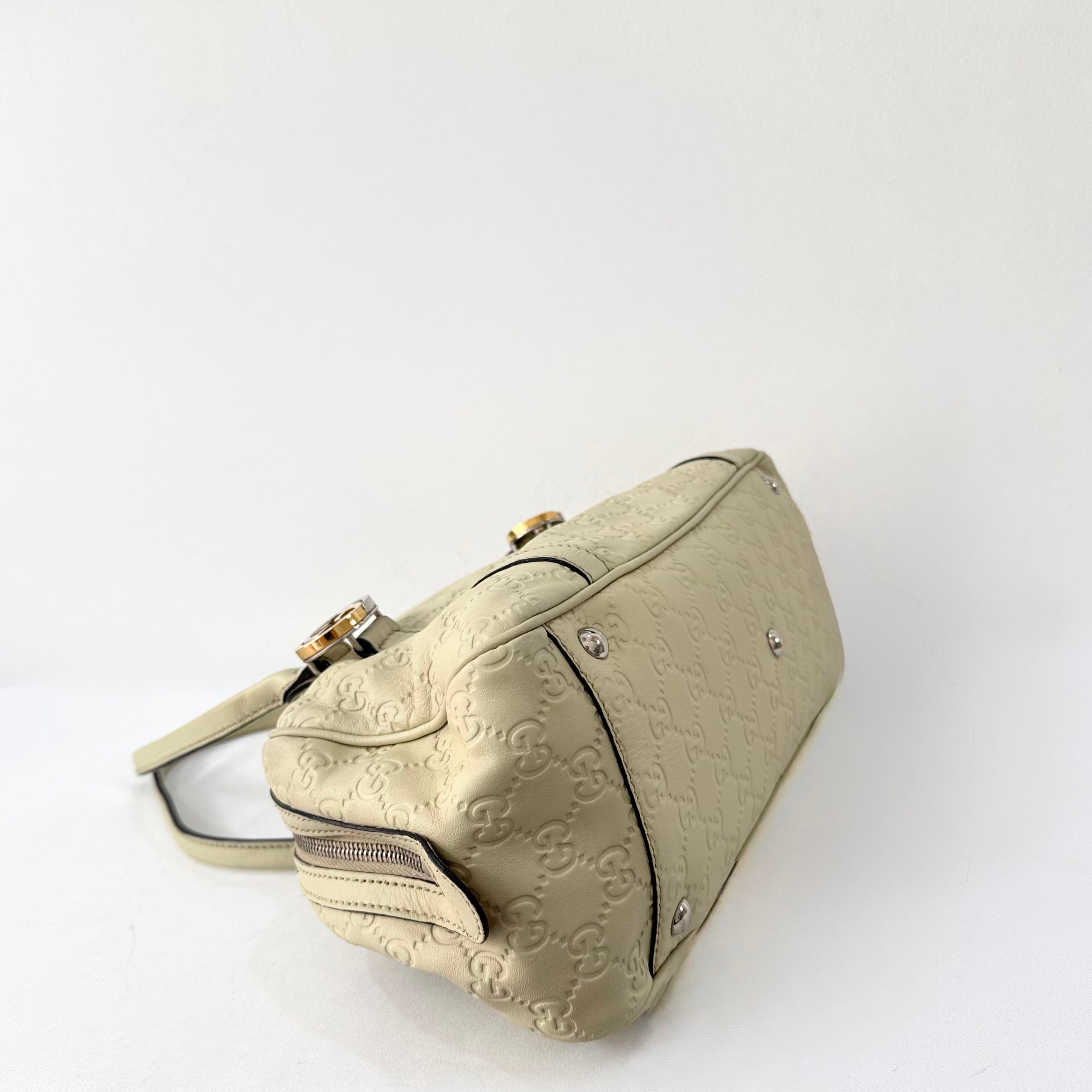 Gucci Guccissima Twin Shoulder Bag Off-White