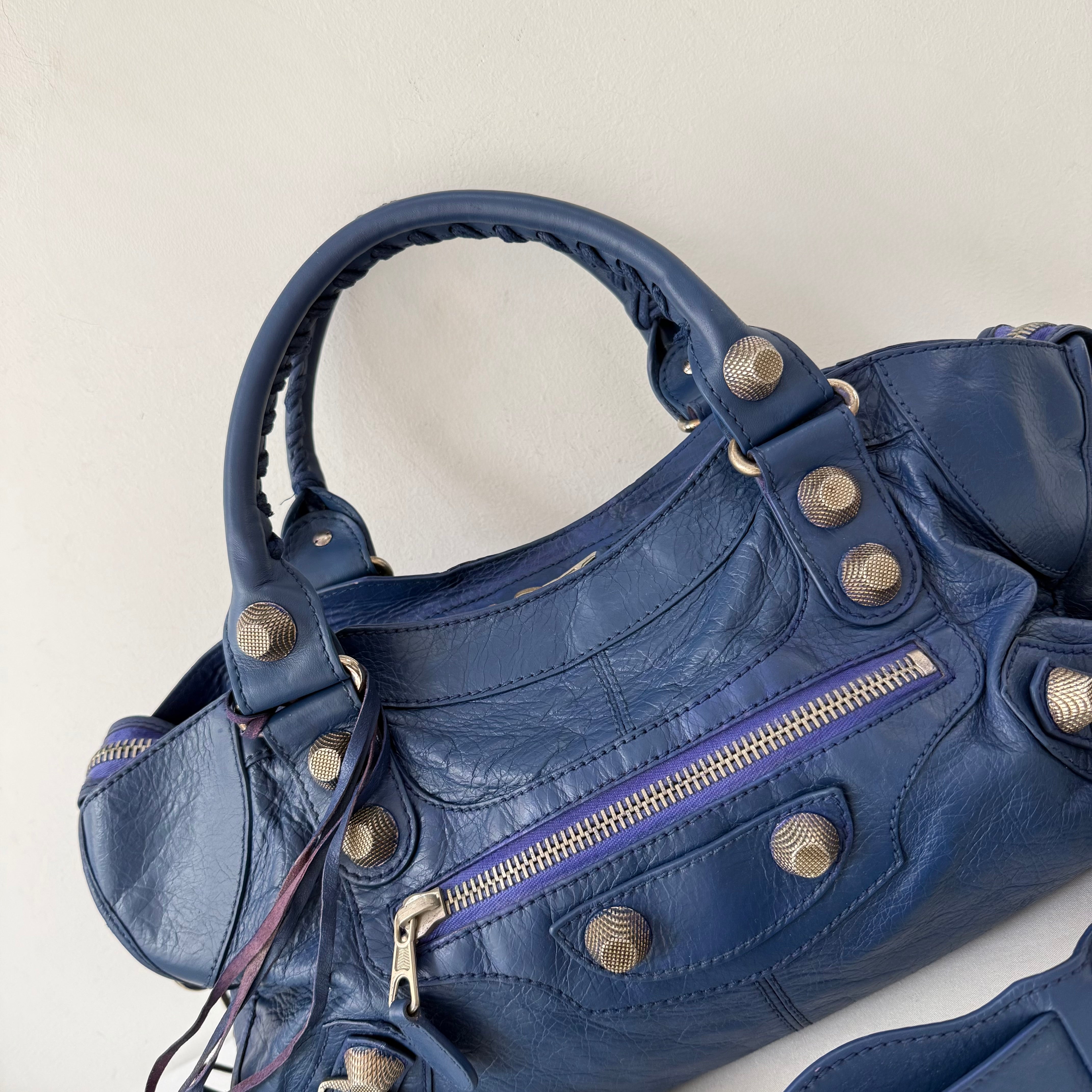 Balenciaga Bleu Lavande Lambskin Giant Part Time Shoulder Bag