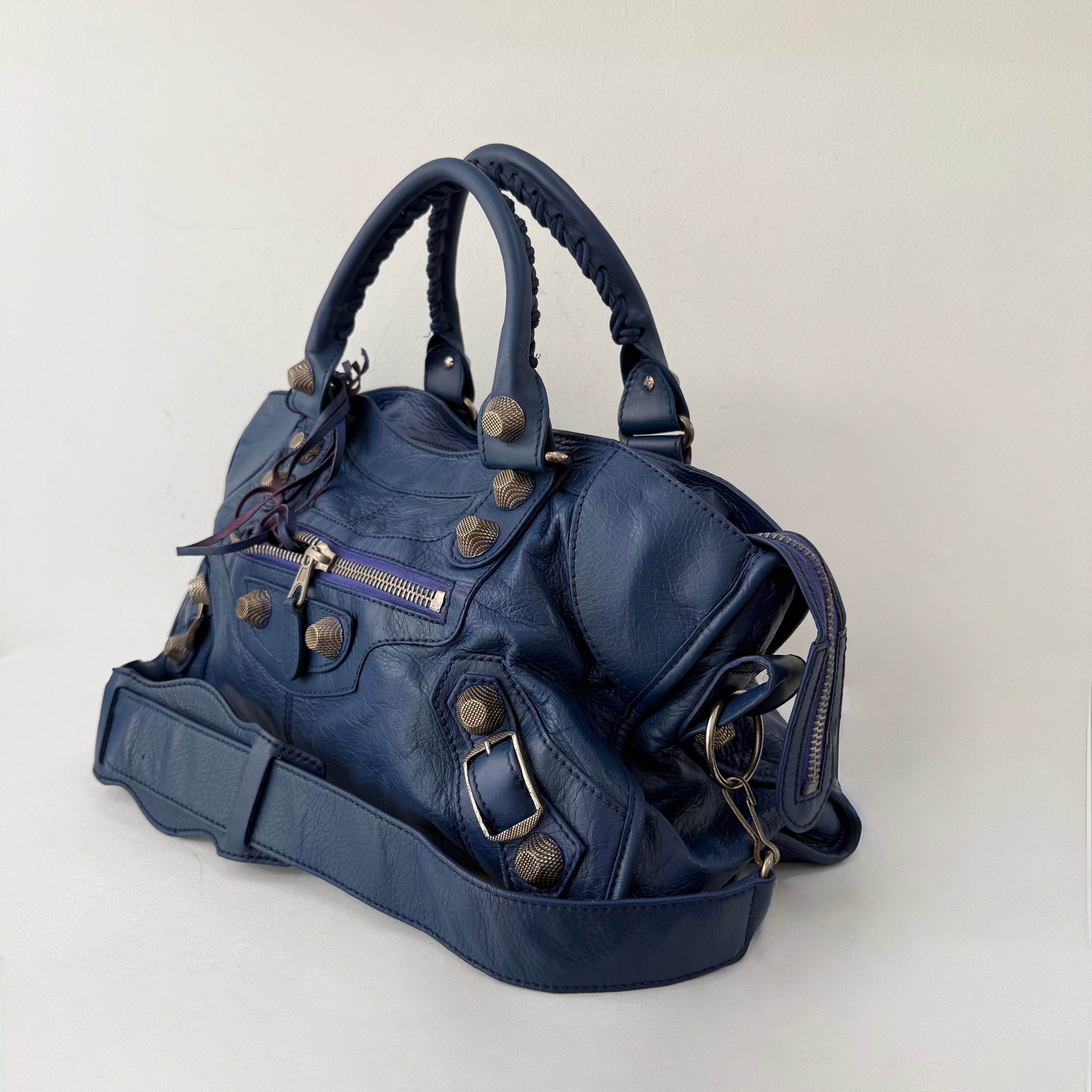 Balenciaga Bleu Lavande Lambskin Giant Part Time Shoulder Bag