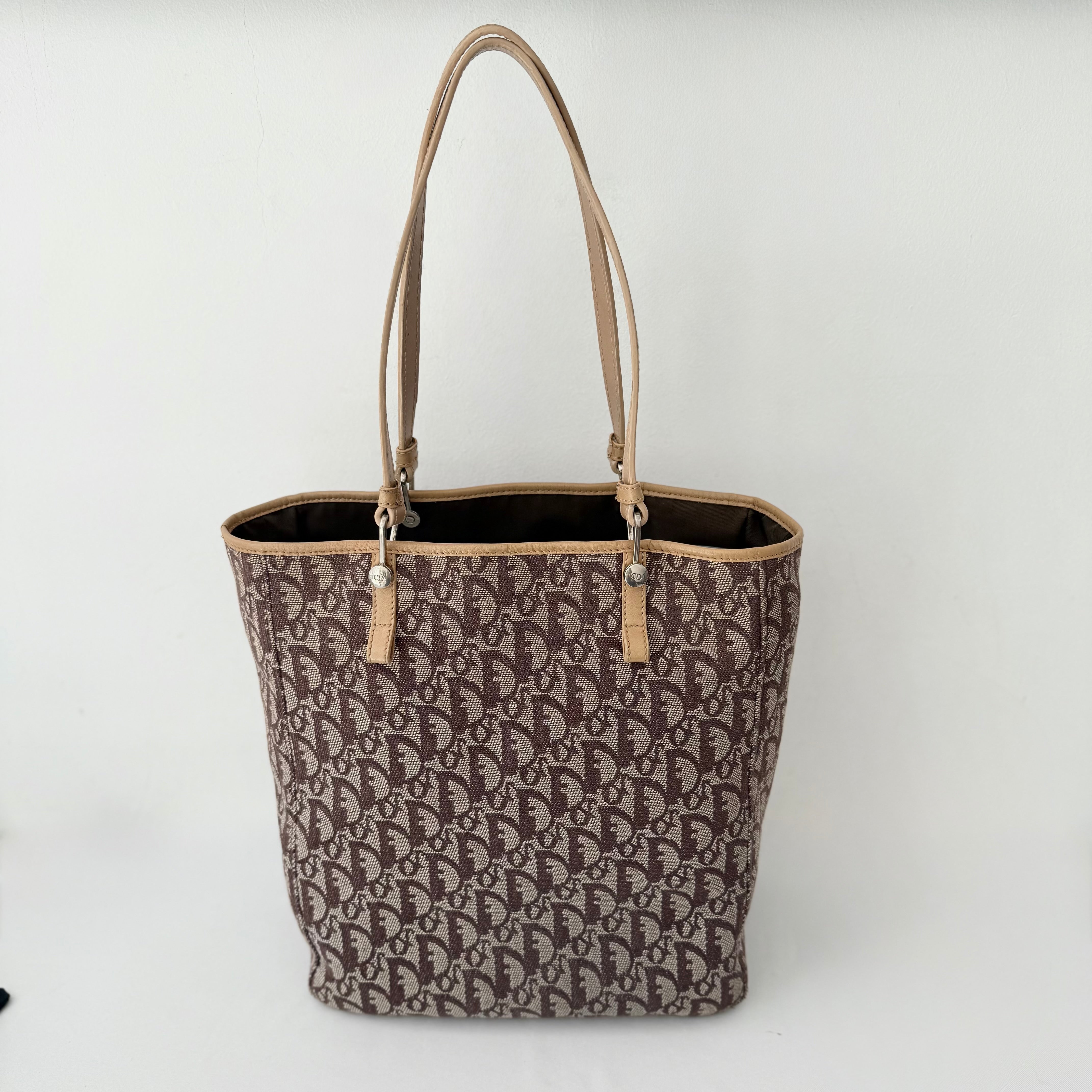 Christian Dior Trotter Brown Canvas Tote Bag