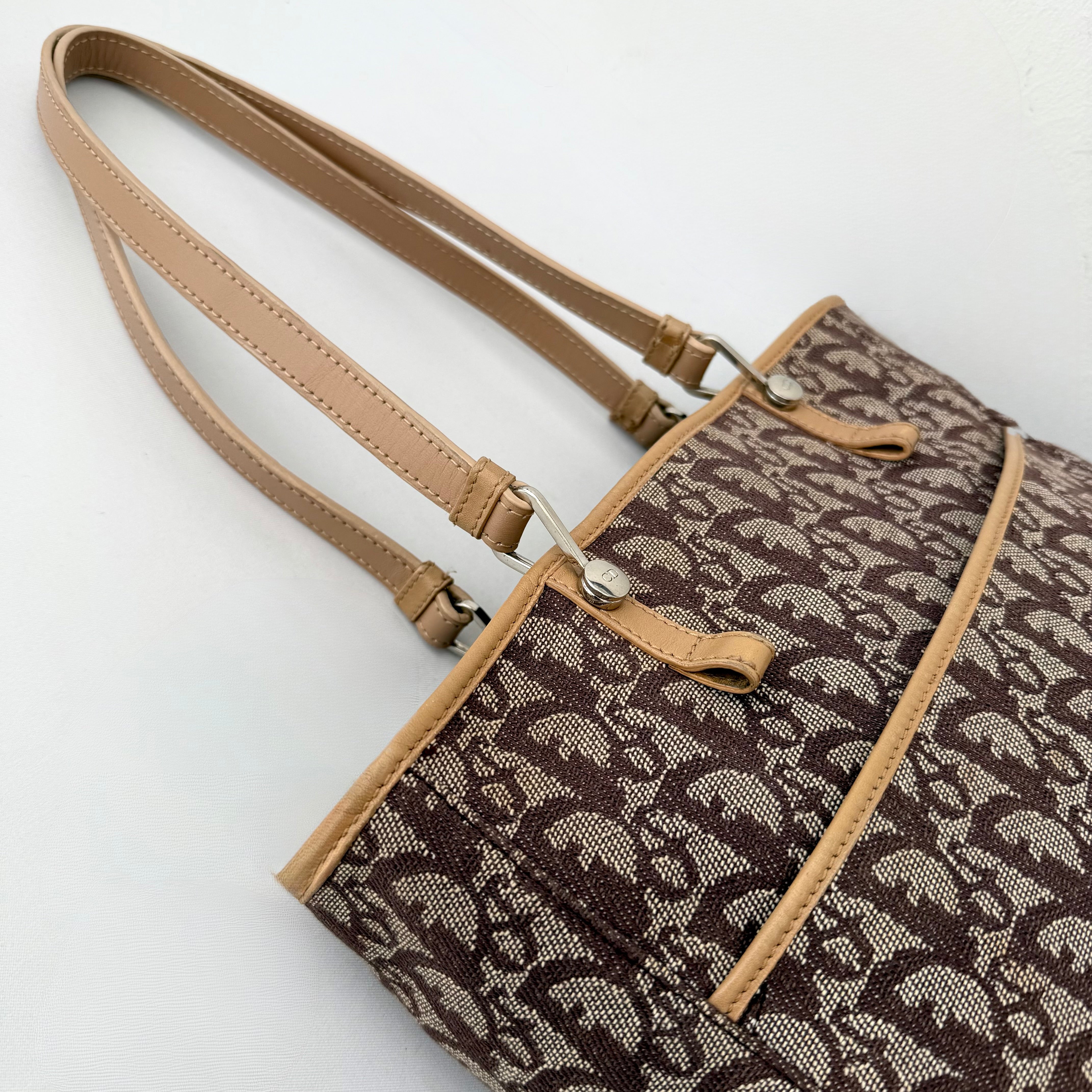 Christian Dior Trotter Brown Canvas Tote Bag