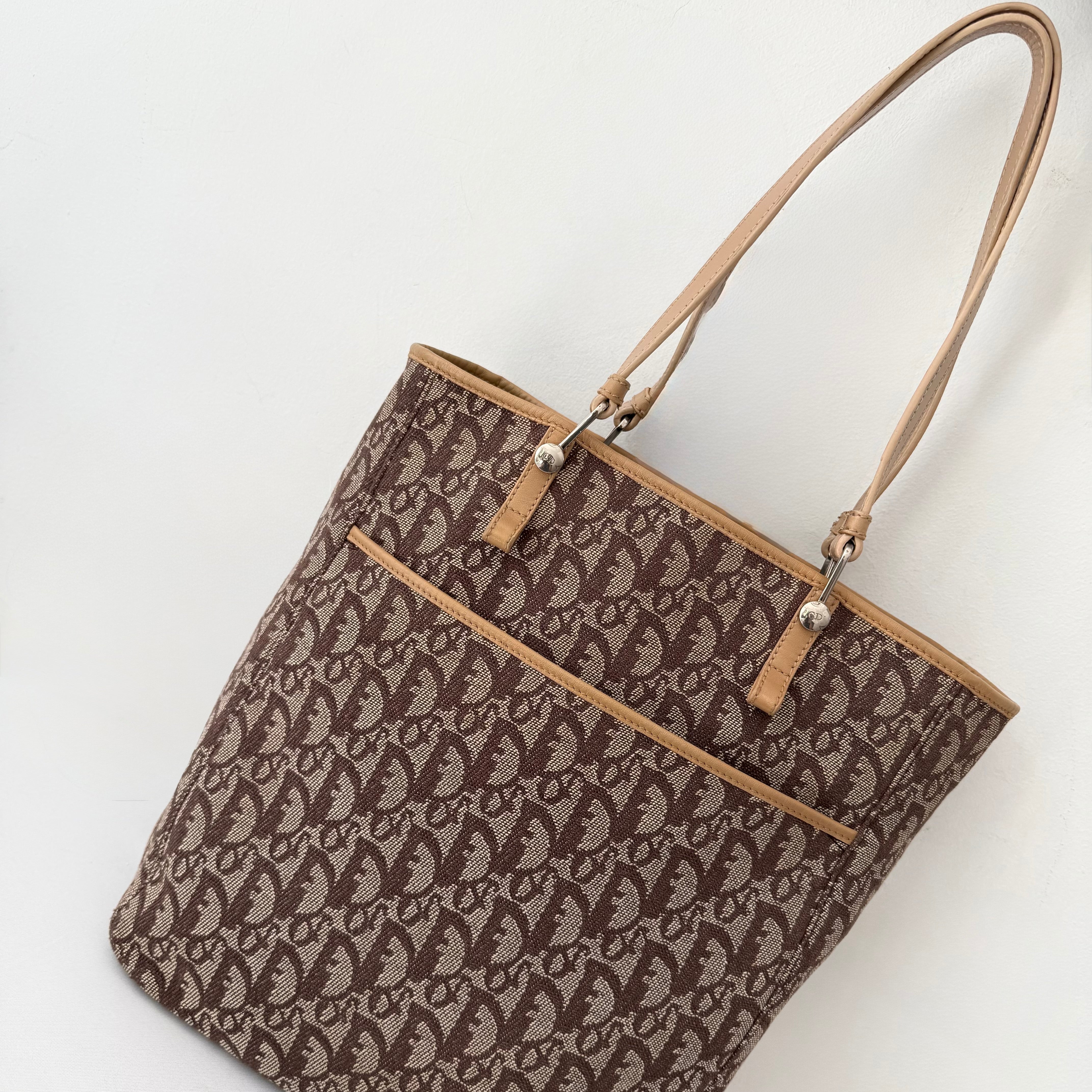 Christian Dior Trotter Brown Canvas Tote Bag