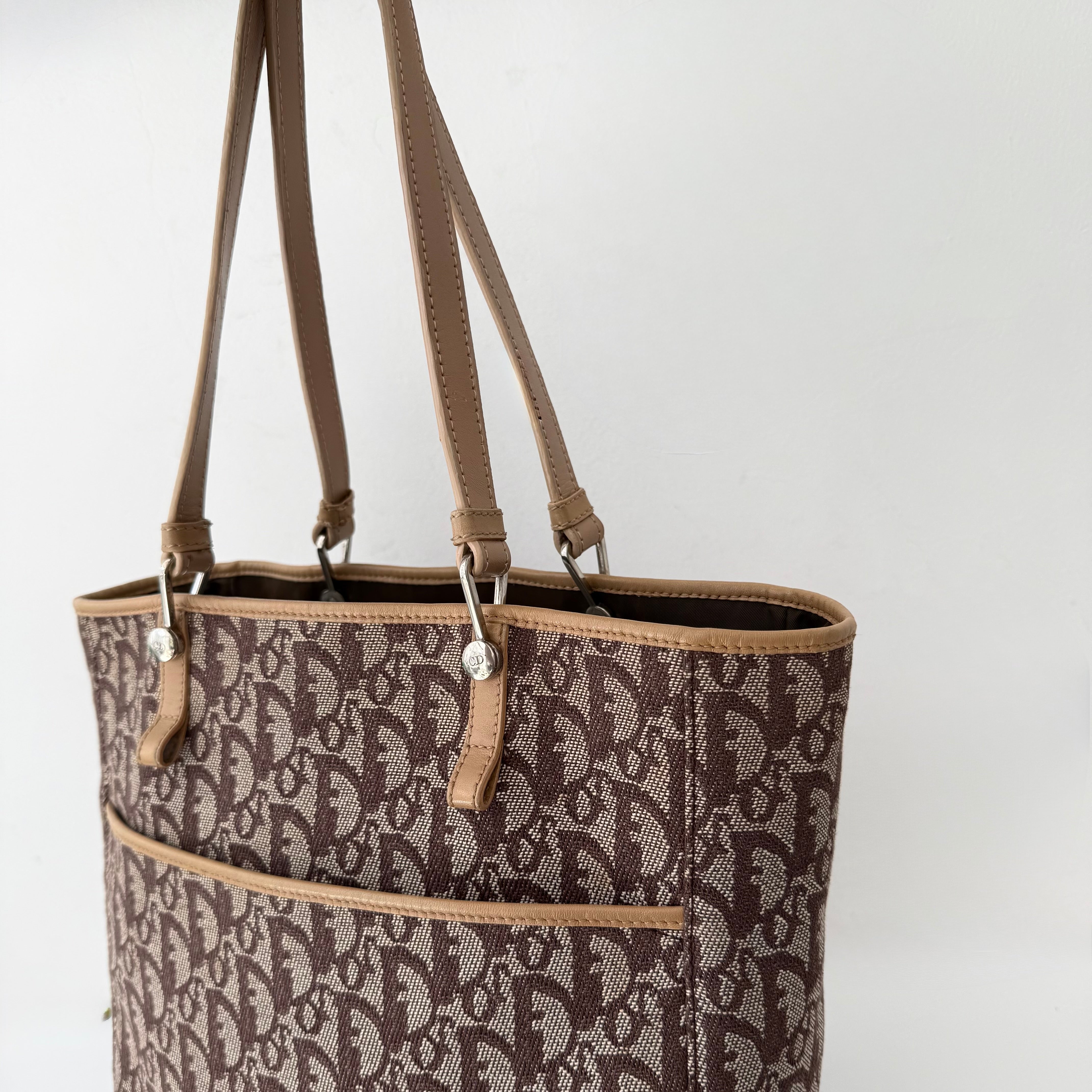 Christian Dior Trotter Brown Canvas Tote Bag