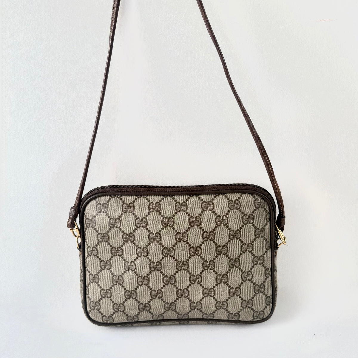 Gucci Vintage Brown GG Logo Monogram Coated Canvas