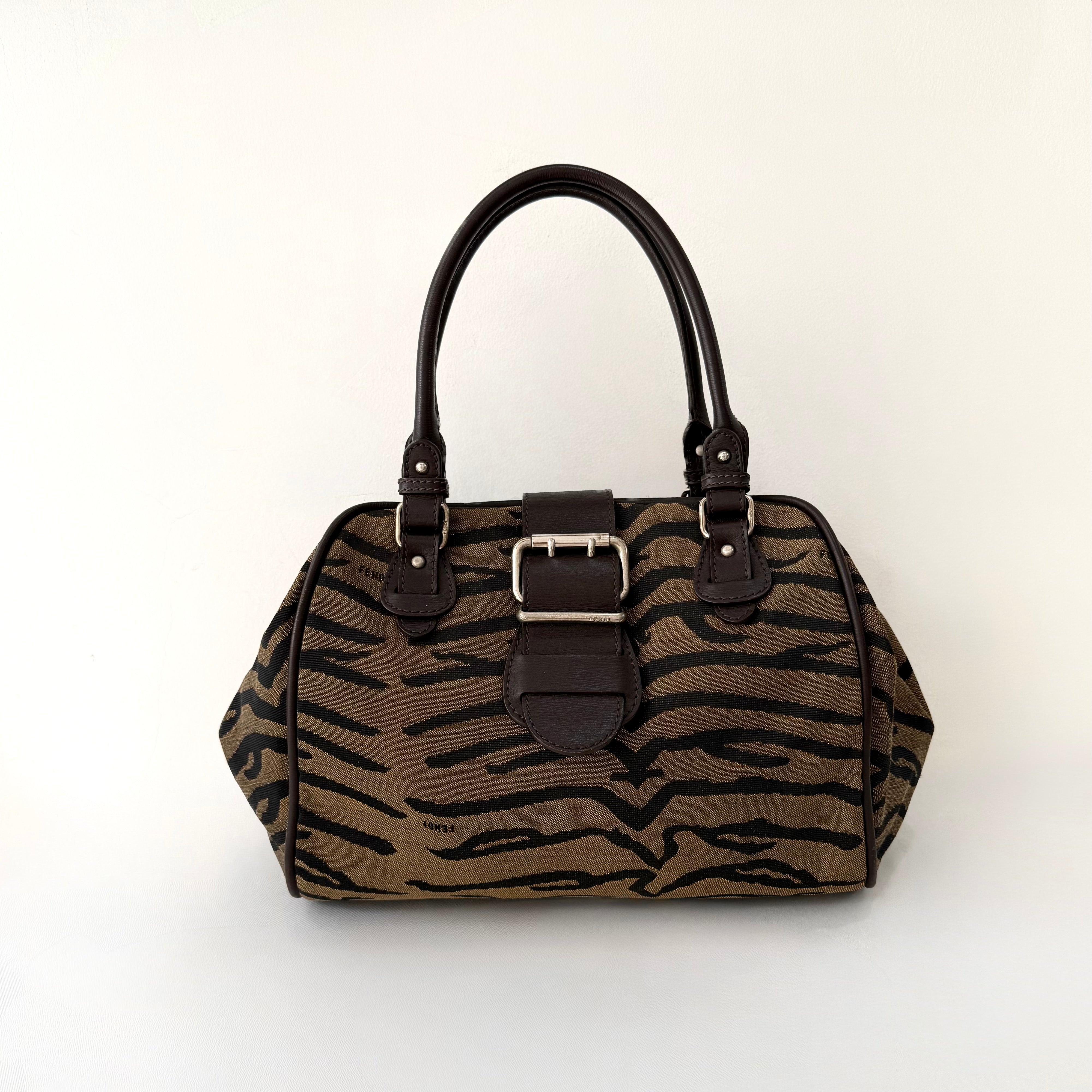Fendi Vintage Tiger-Print Bowler Bag