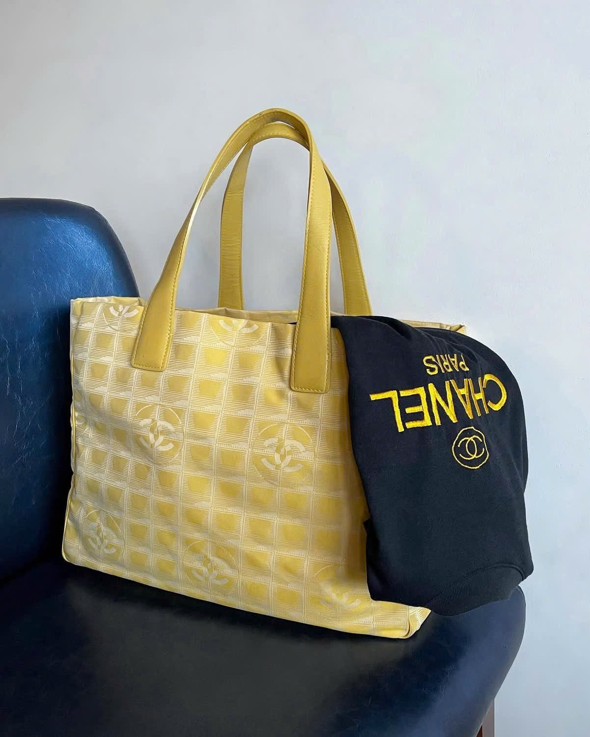 Chanel Yellow CC Monogram Tote Bag