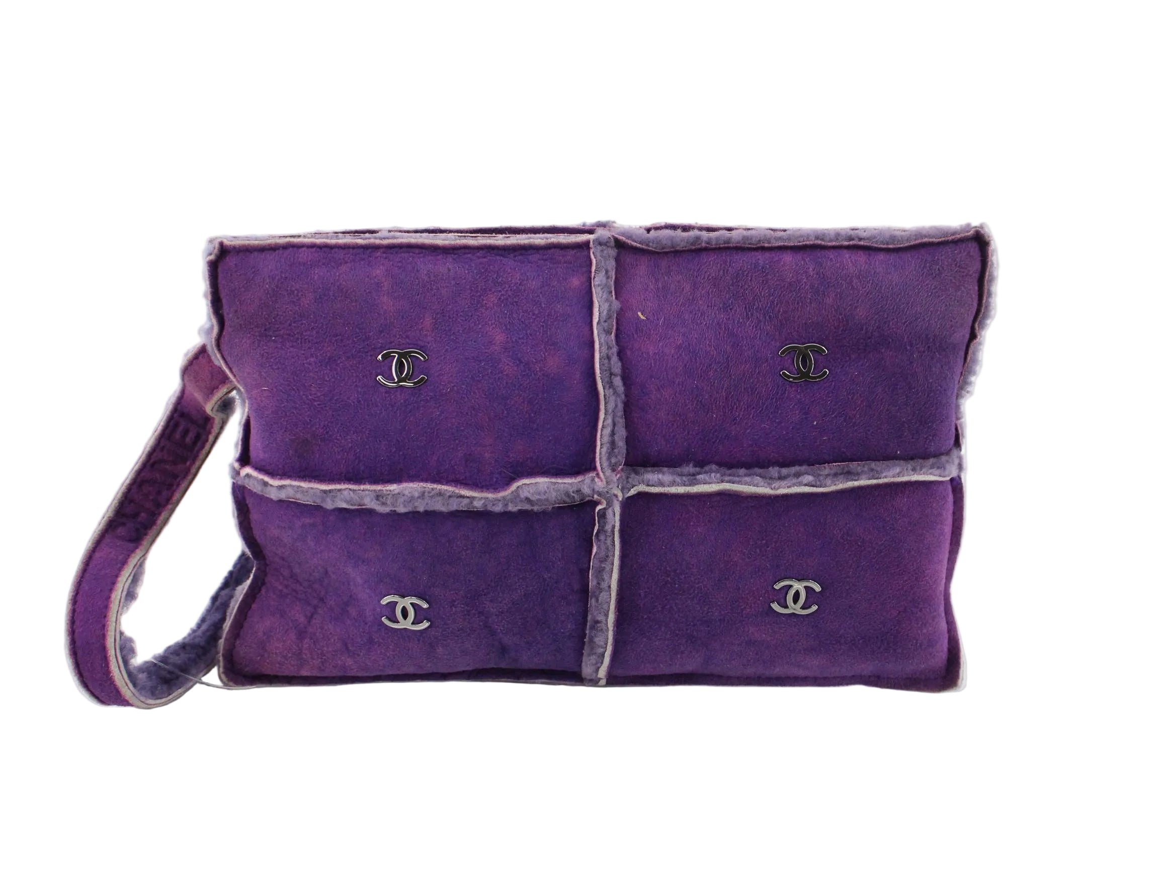 Chanel Purple Coco Matelasse Clutch Mouton Suede