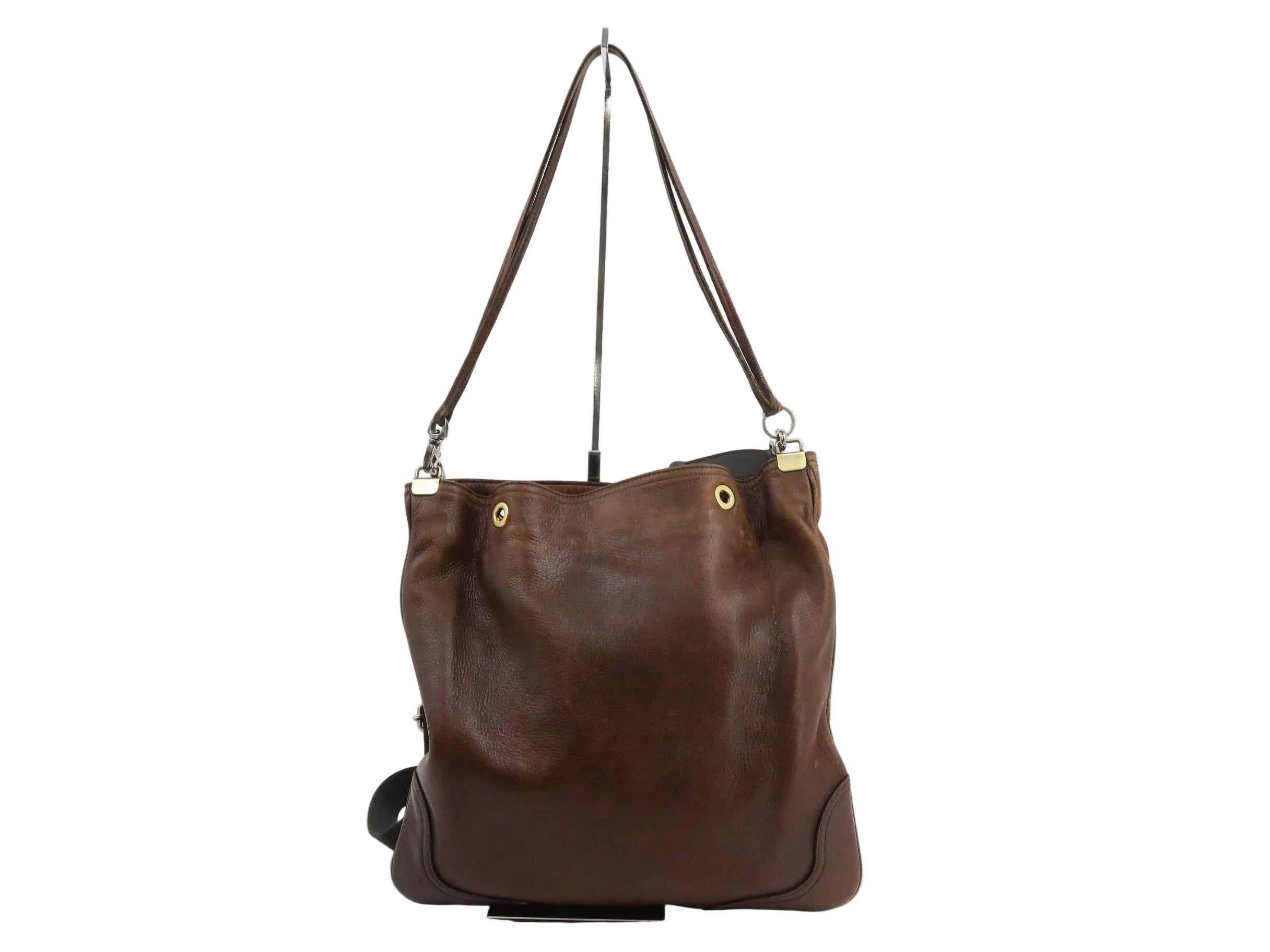 Prada Brown Cervo Antik Shopping Tote Cammello