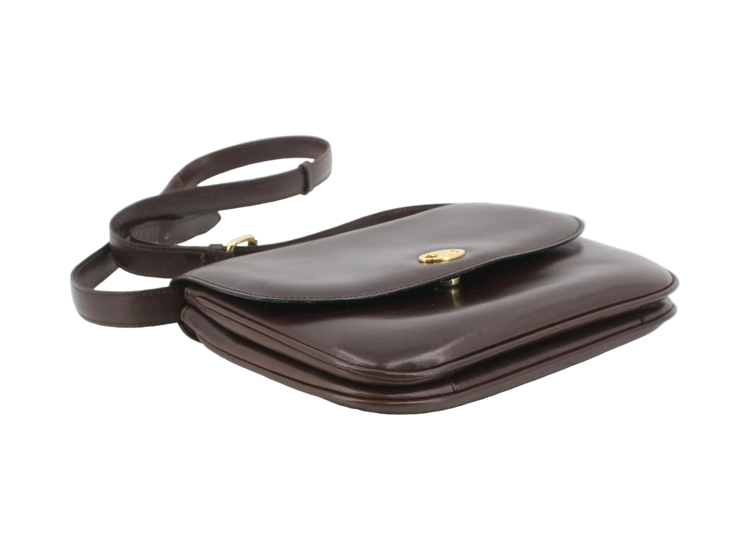 Celine Vintage Paris Triomphe Dark Brown Shoulder Bag