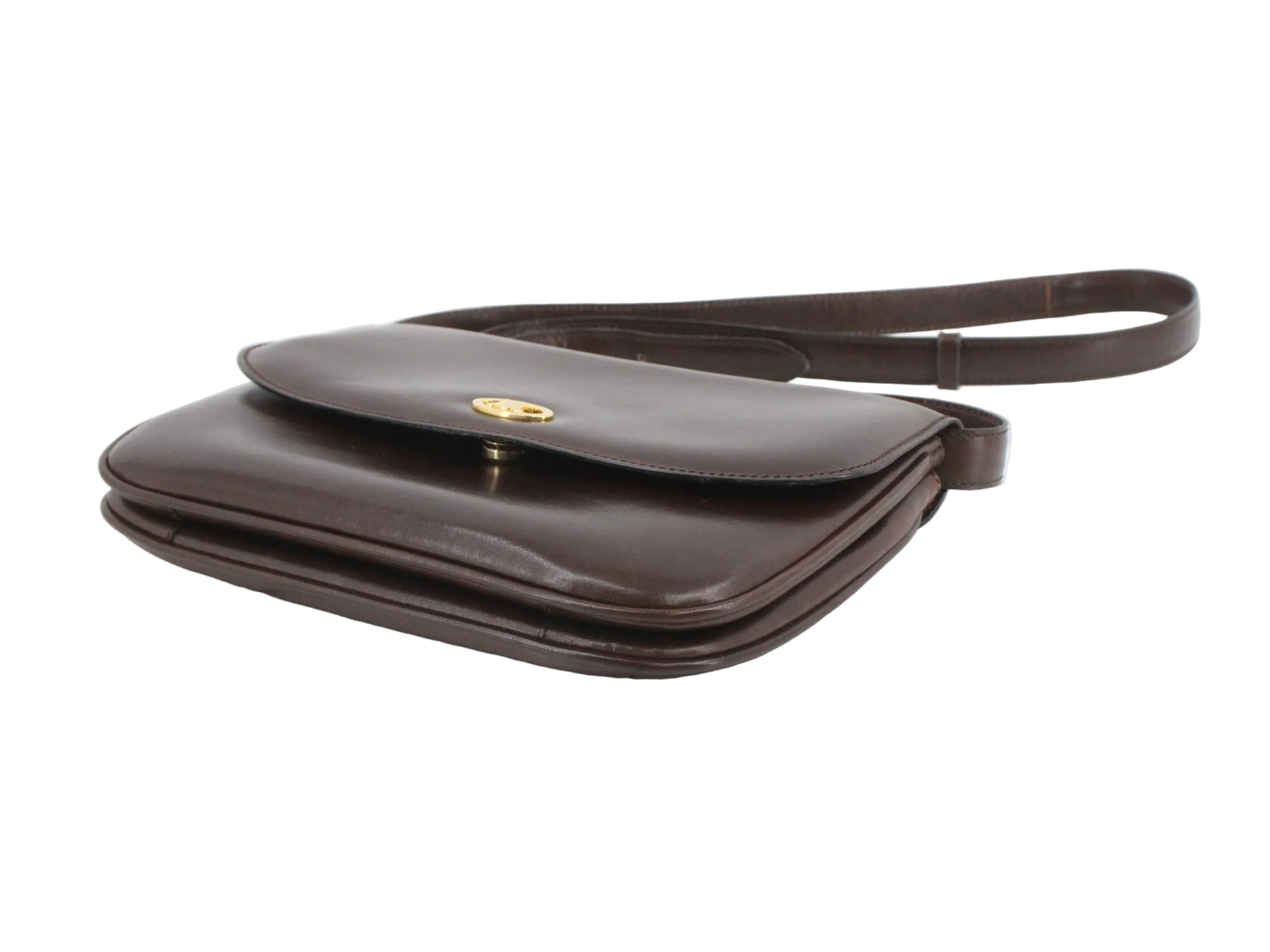 Celine Vintage Paris Triomphe Dark Brown Shoulder Bag