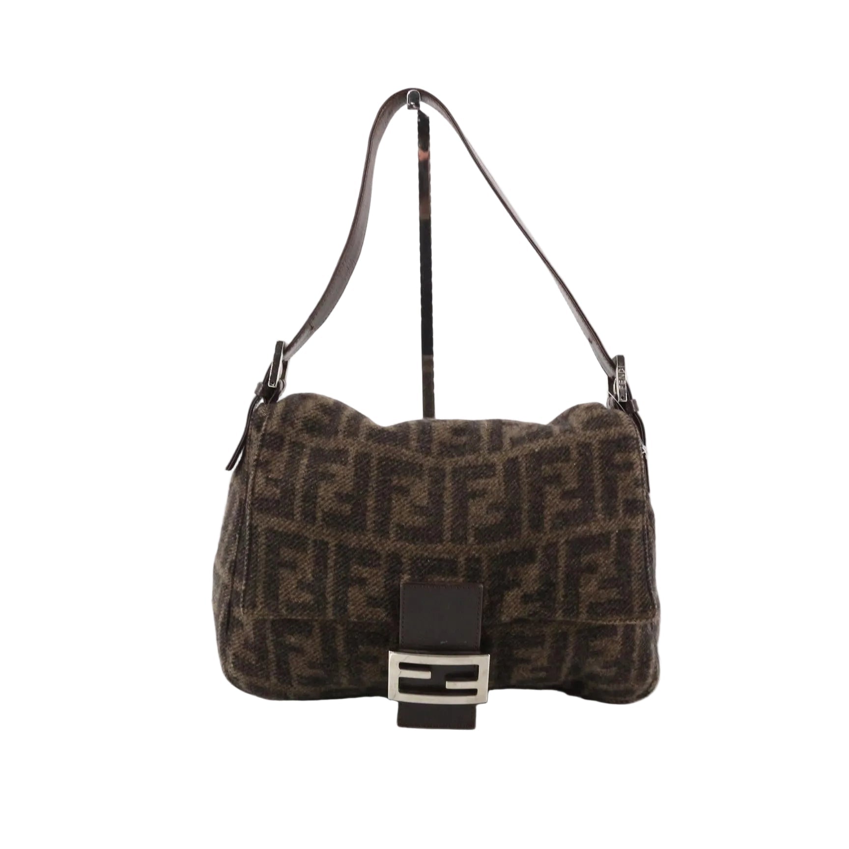 Fendi Brown Wool Zucca Print Mama Forever Bag