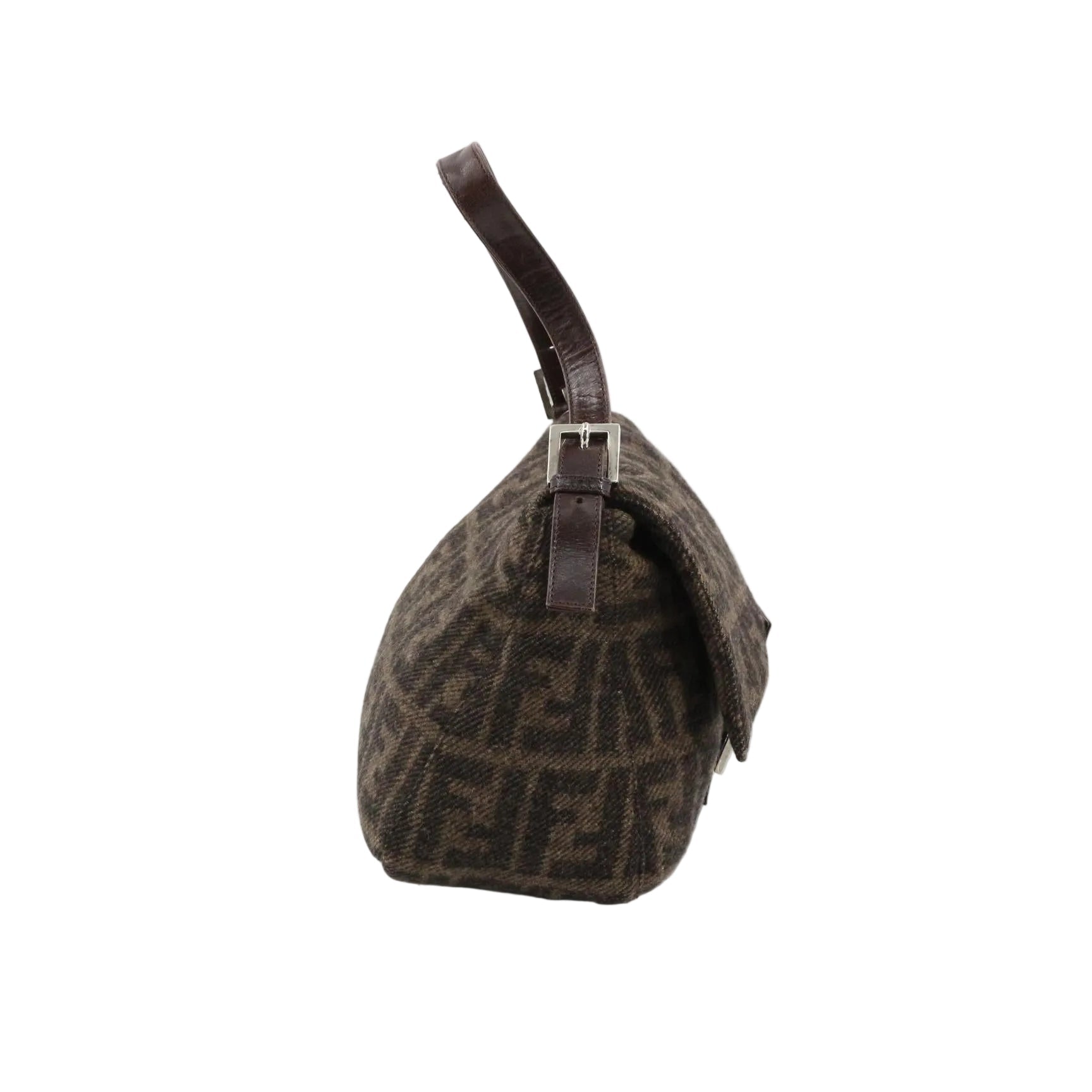 Fendi Brown Wool Zucca Print Mama Forever Bag
