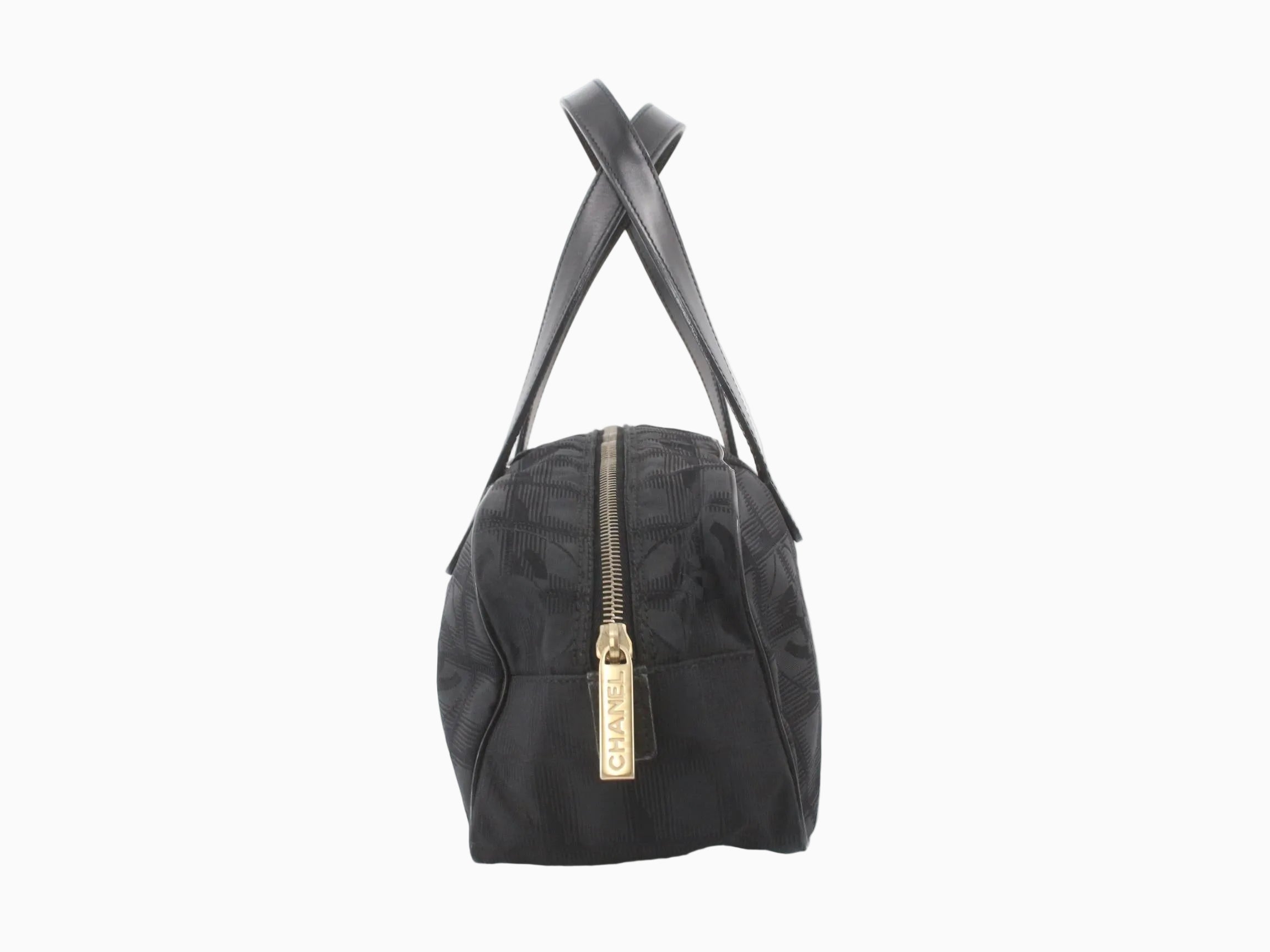 Chanel Black Nylon Canvas Bowler Bag