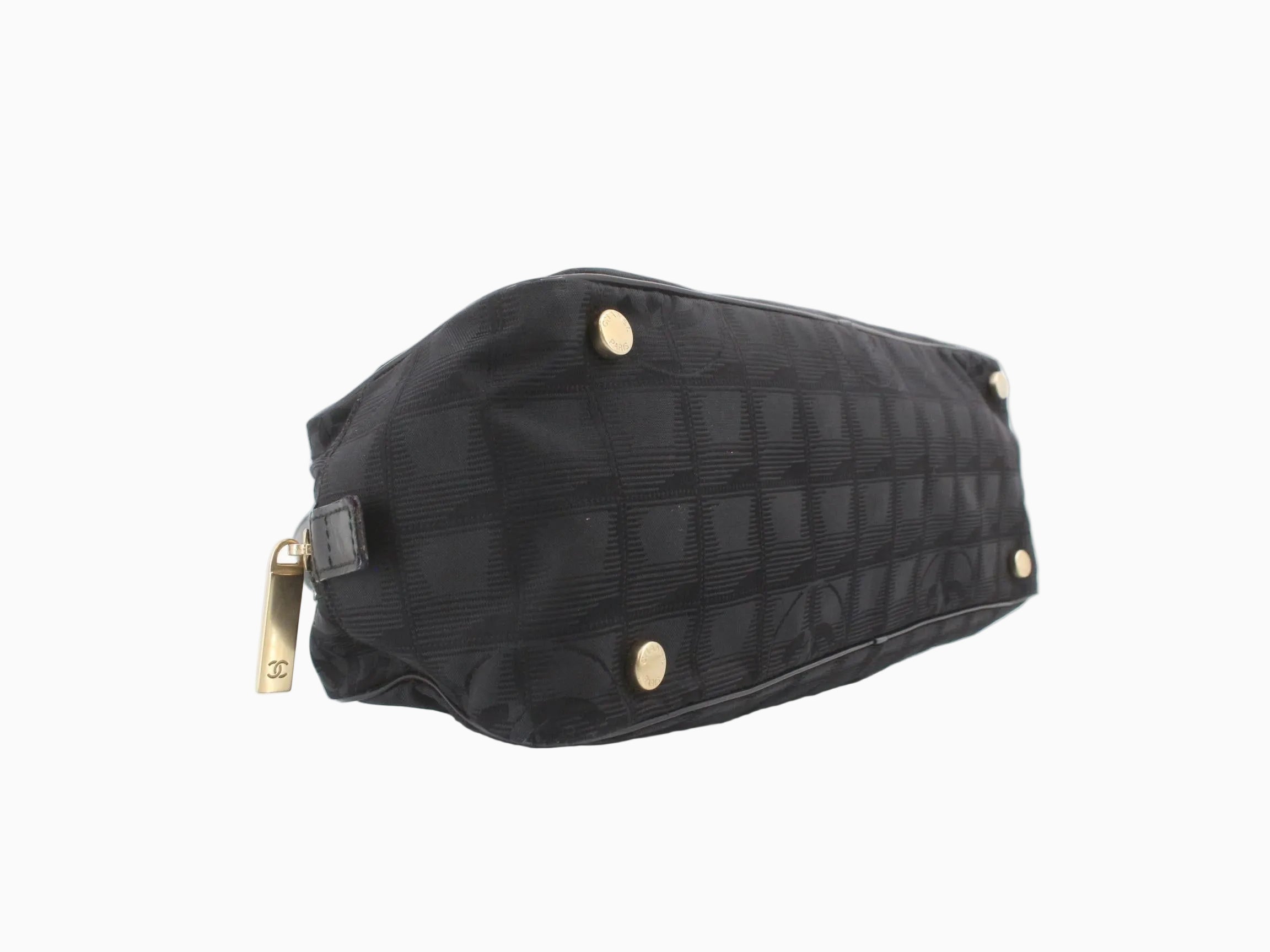 Chanel Black Nylon Canvas Bowler Bag