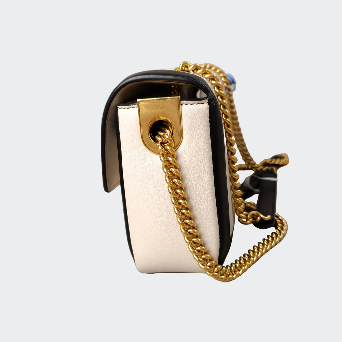 Fendi Nappa Apolo Bi-Color Chain Baguette Black and White