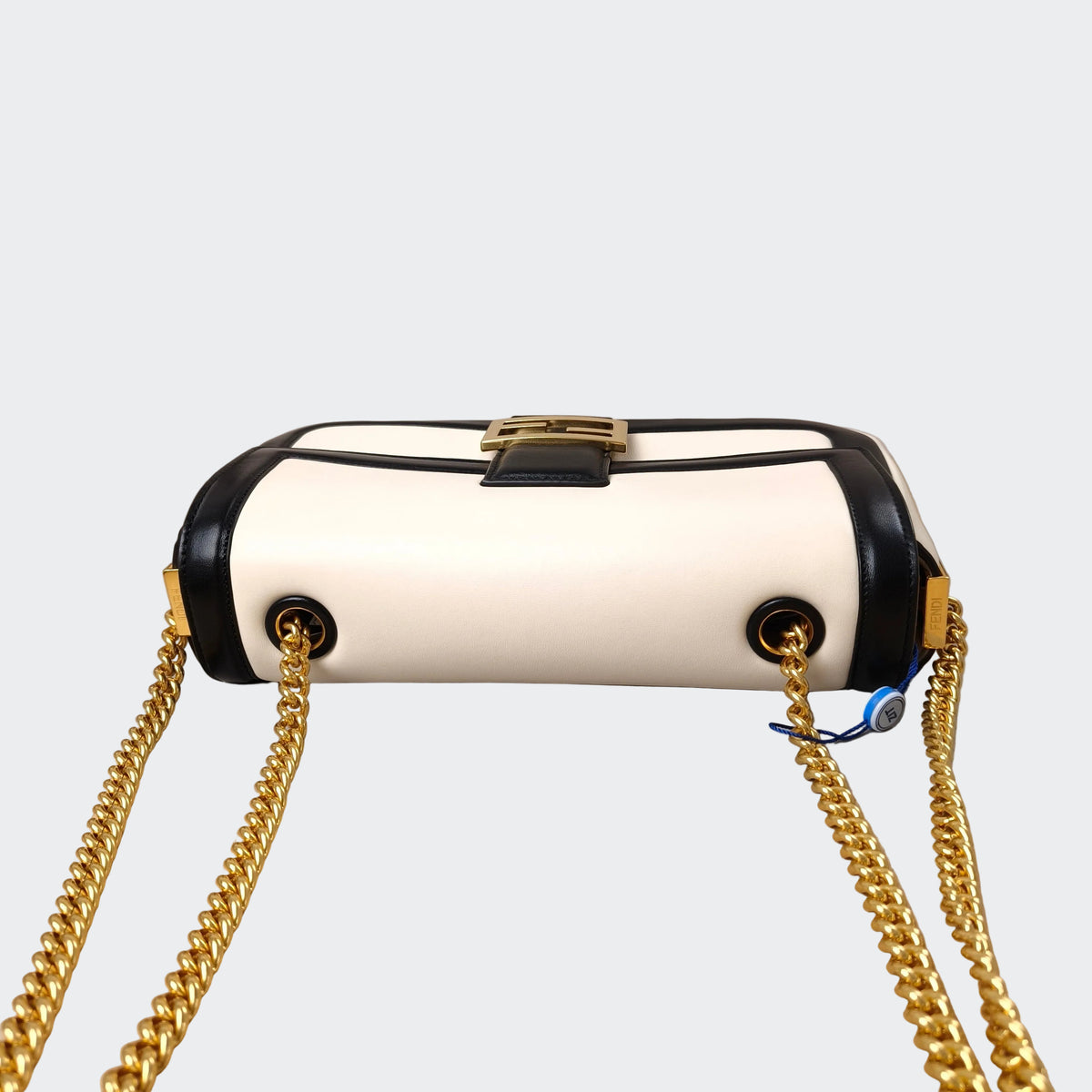 Fendi Nappa Apolo Bi-Color Chain Baguette Black and White