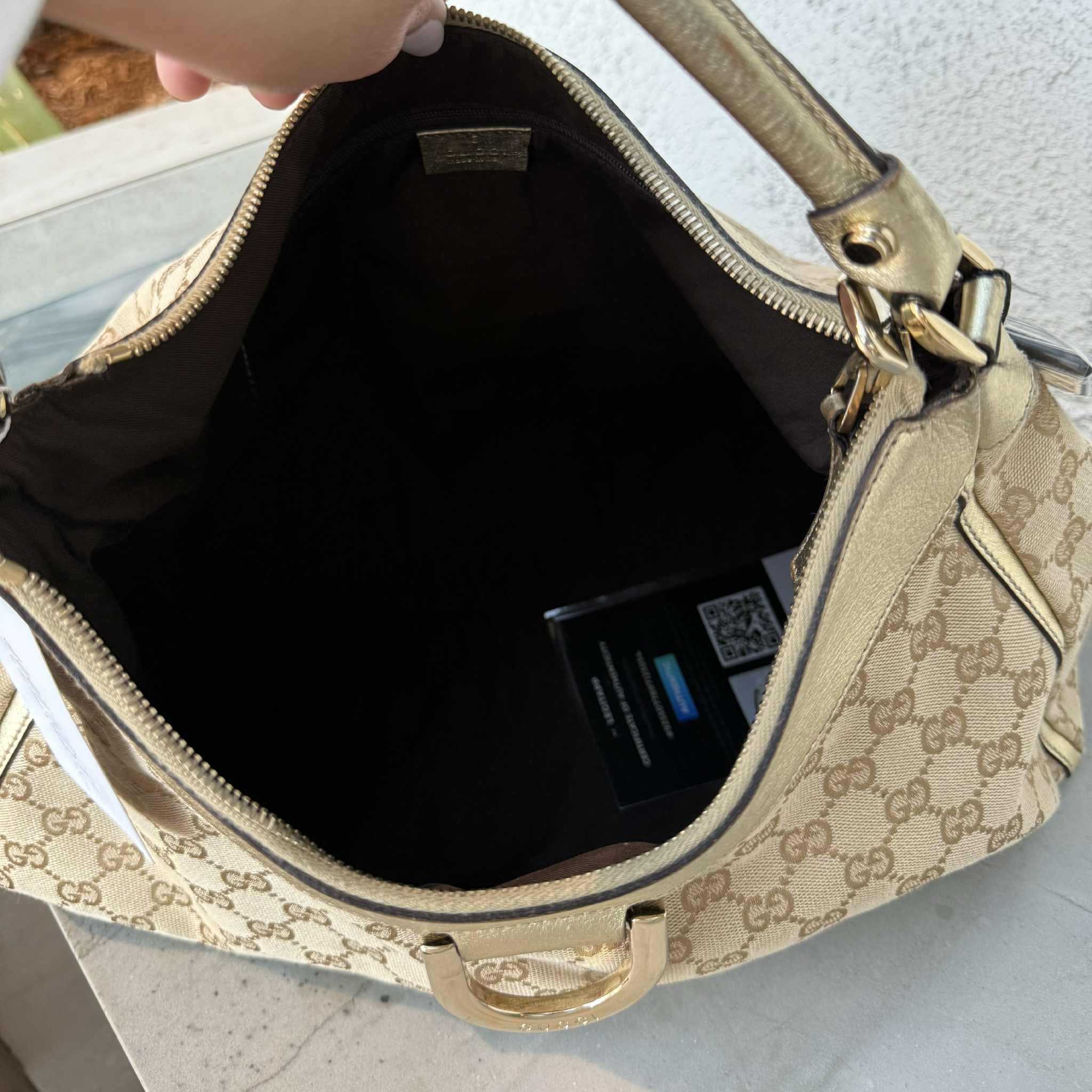 Gucci Abbey D - Ring Monogram Canvas Hobo Bag