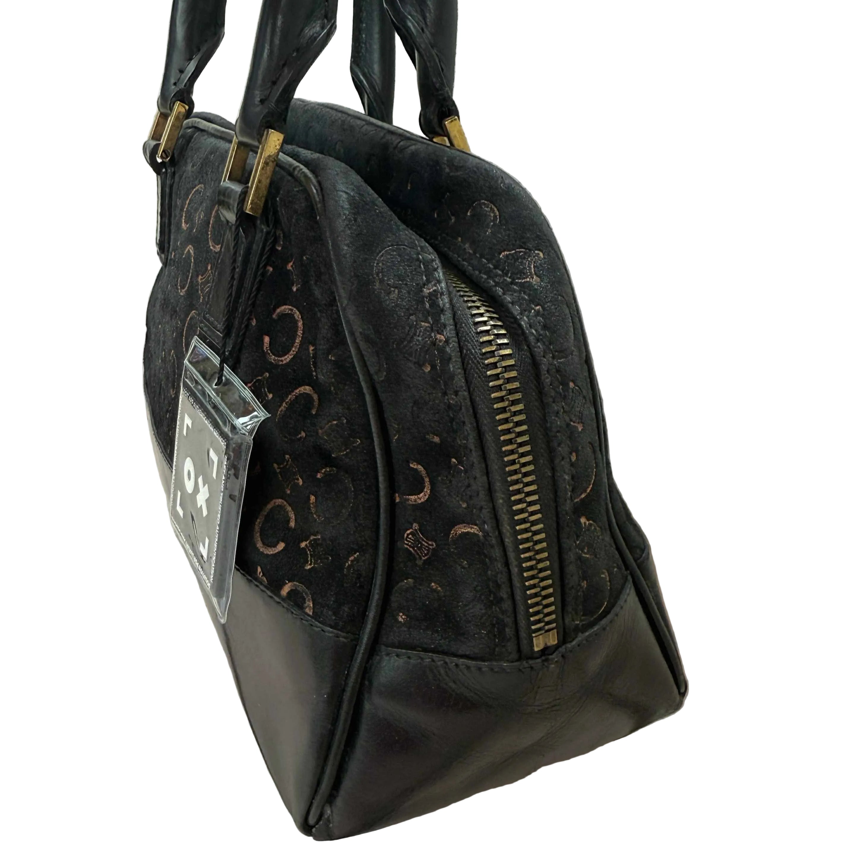 Celine C Macadam Canvas Bowling Bag Suede Leather