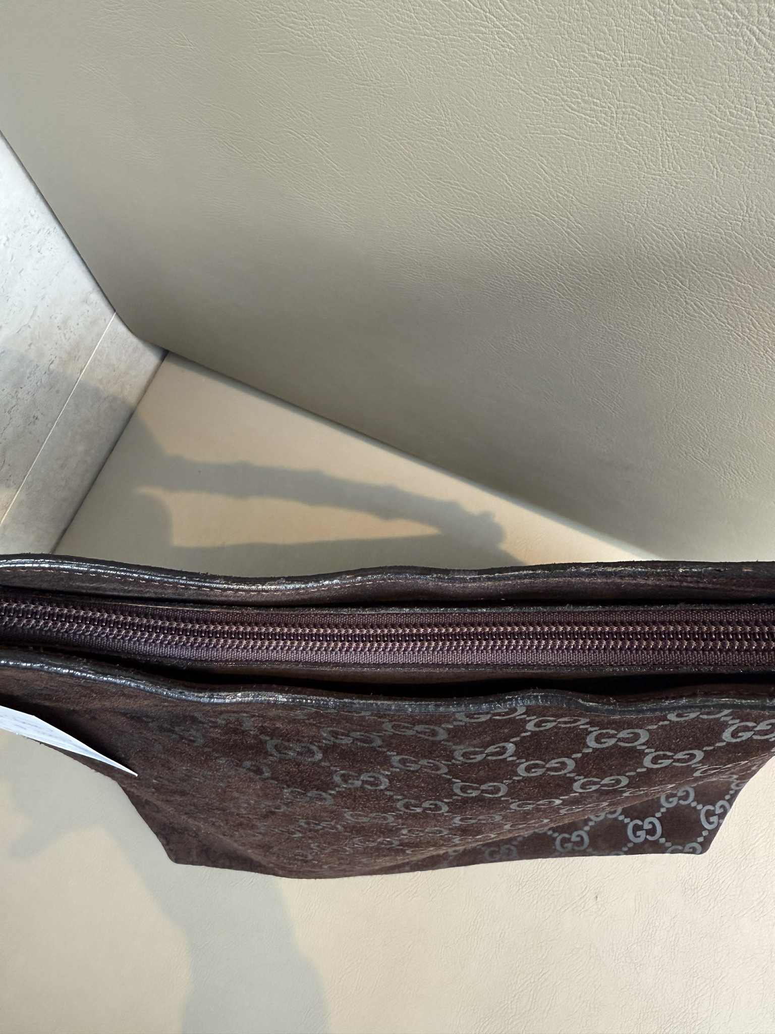 Gucci Dark Brown Bamboo Handle Suede HandBag