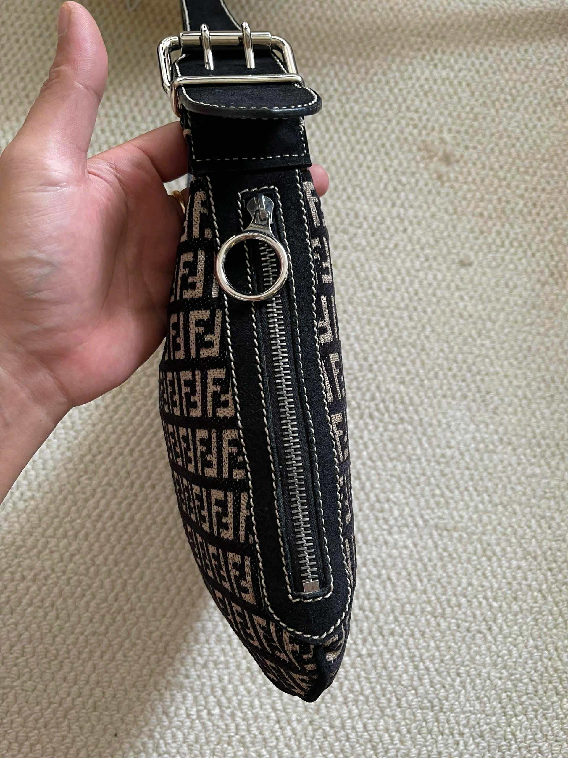 Fendi Zucchino Canvas Oyster Bag