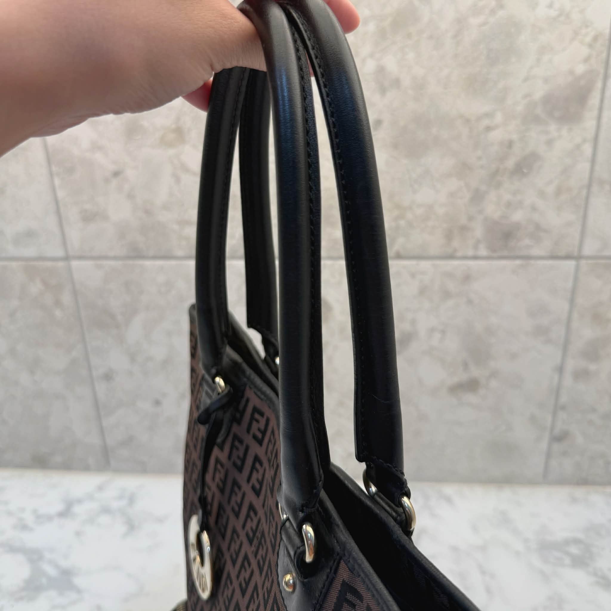 Fendi Vintage Chef Front Pocket Tote Zucchino Canvas Medium