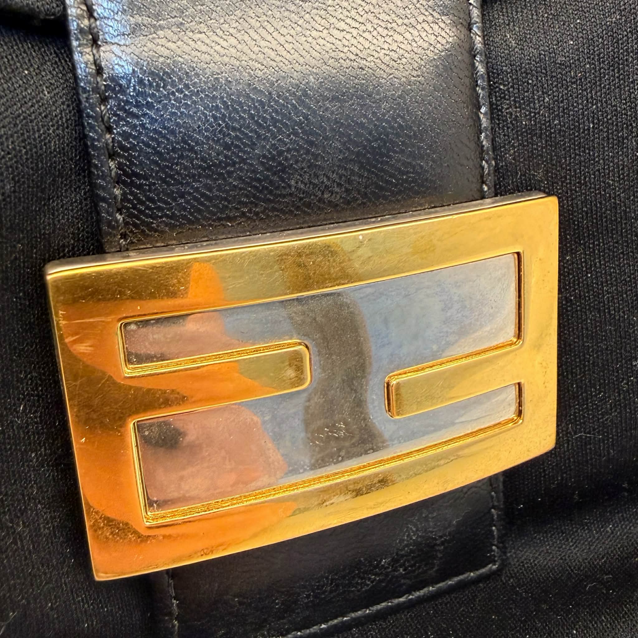 FENDI BLACK WOOL MAMMA BAGUETTE BAG