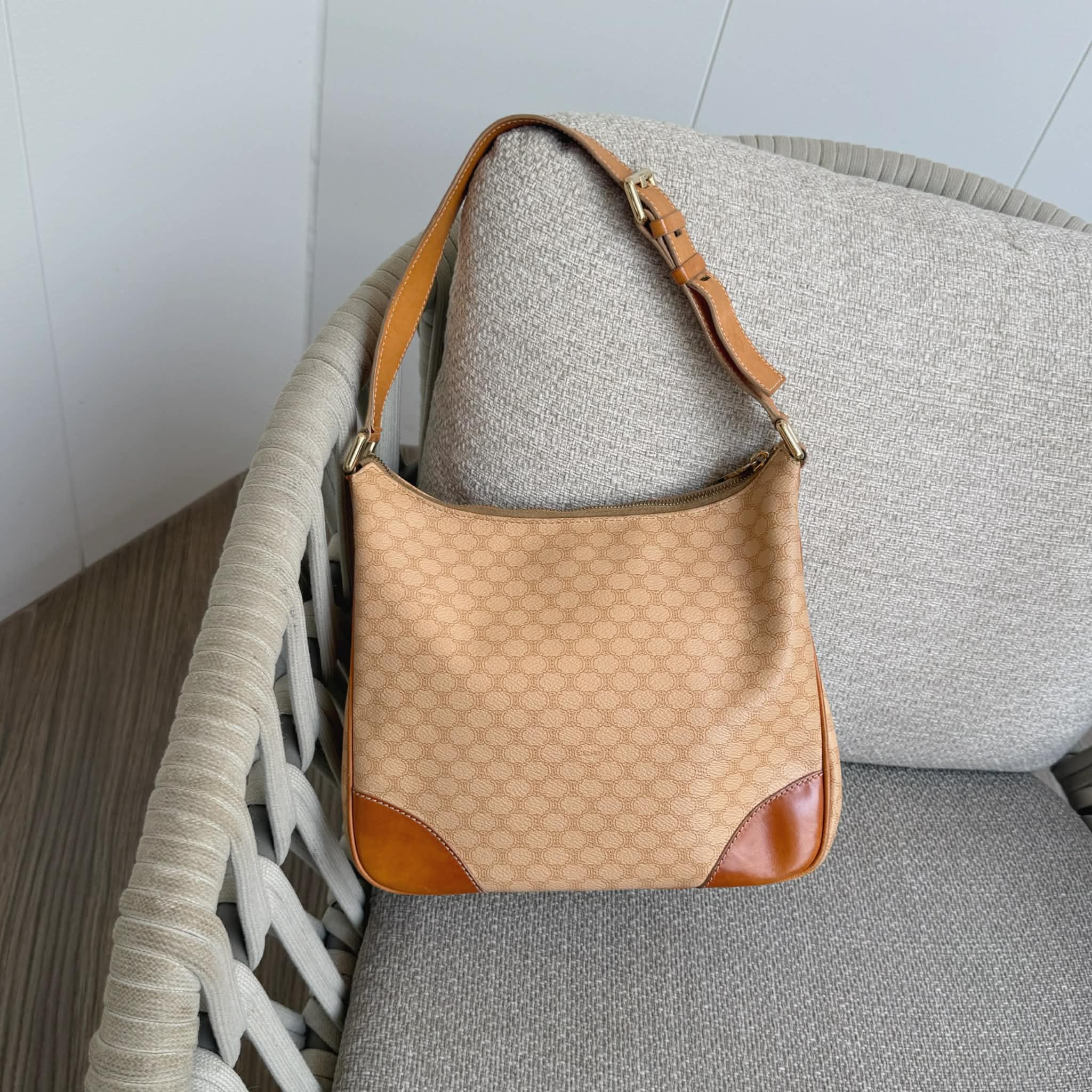Celine Brown Macadam Shoulder Bag