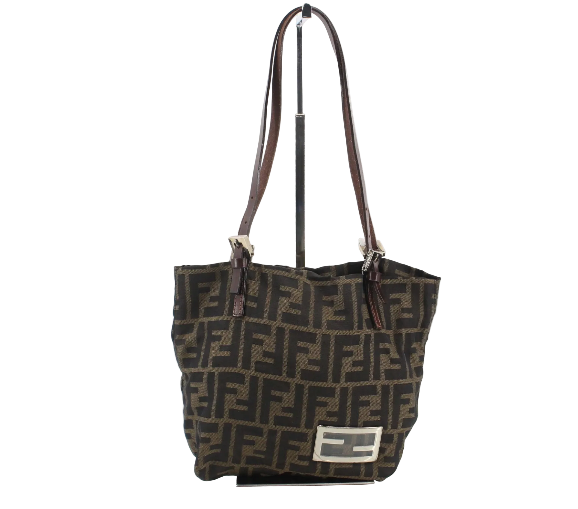 Fendi Zucca Canvas Tote Silver F logo