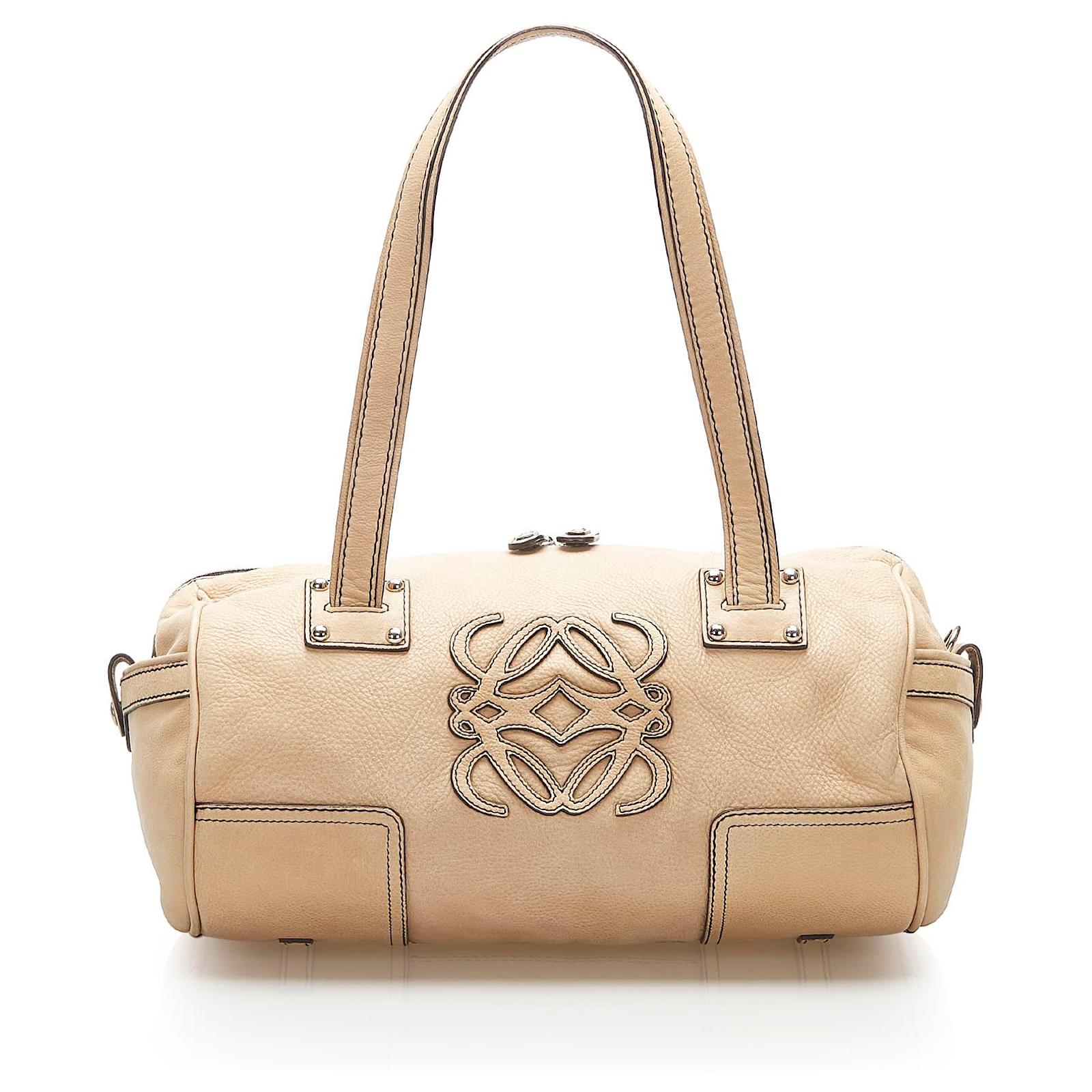 Loewe Signature Anagram Beige Leather Shoulder Bag