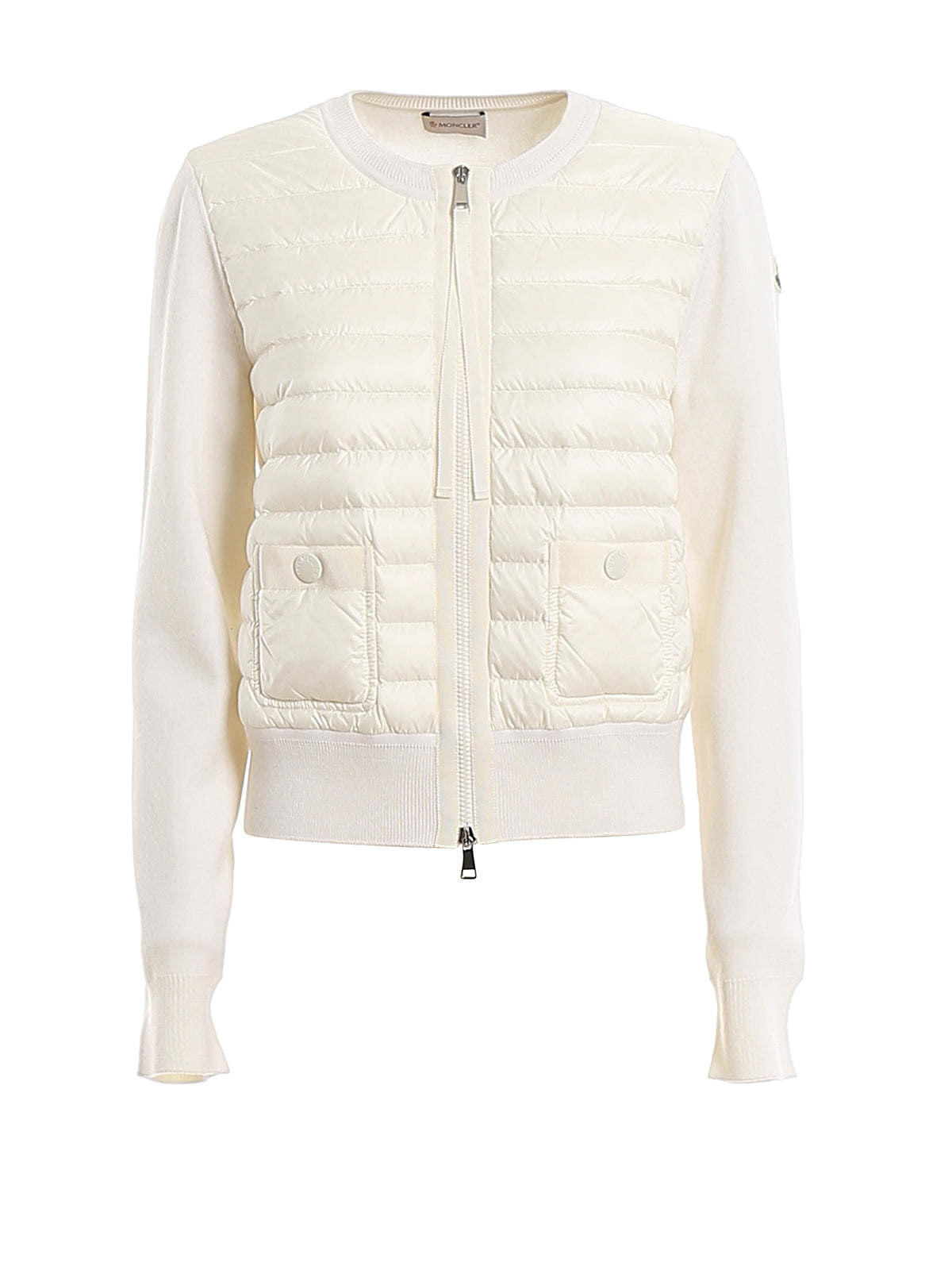 Moncler White Wool Padded Tricot Cardigan