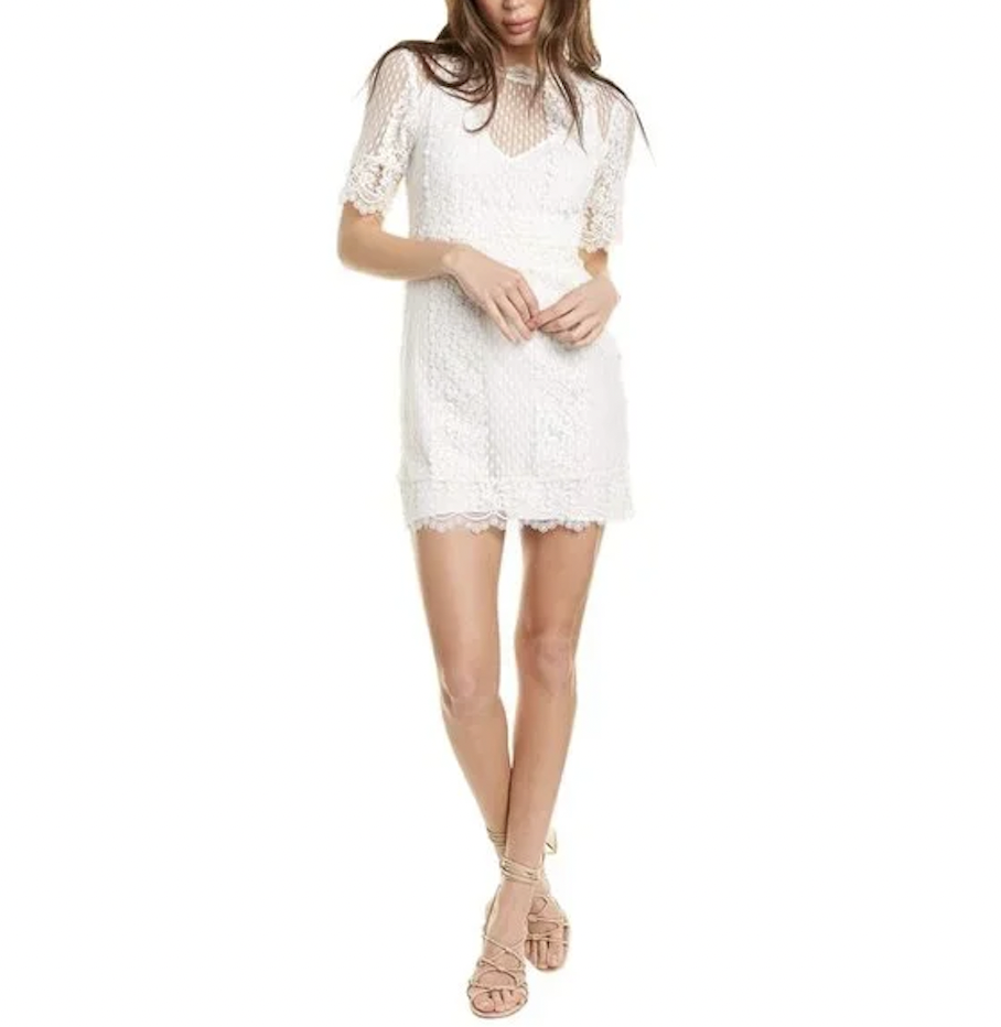 Maje Revanta Lace Dress in White Polyester