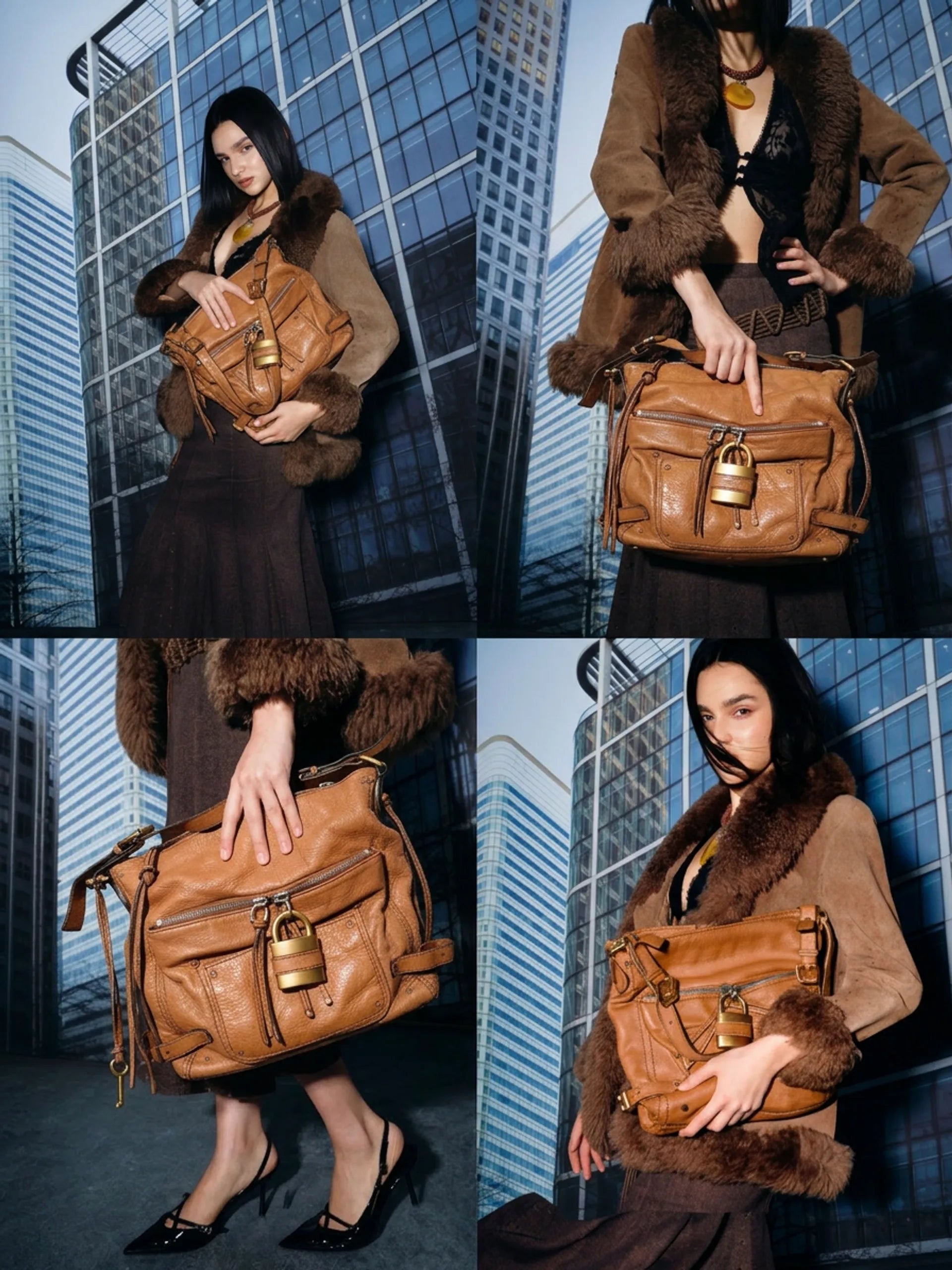 Chloe Leather Large Paddington Shoulder Bag Brown