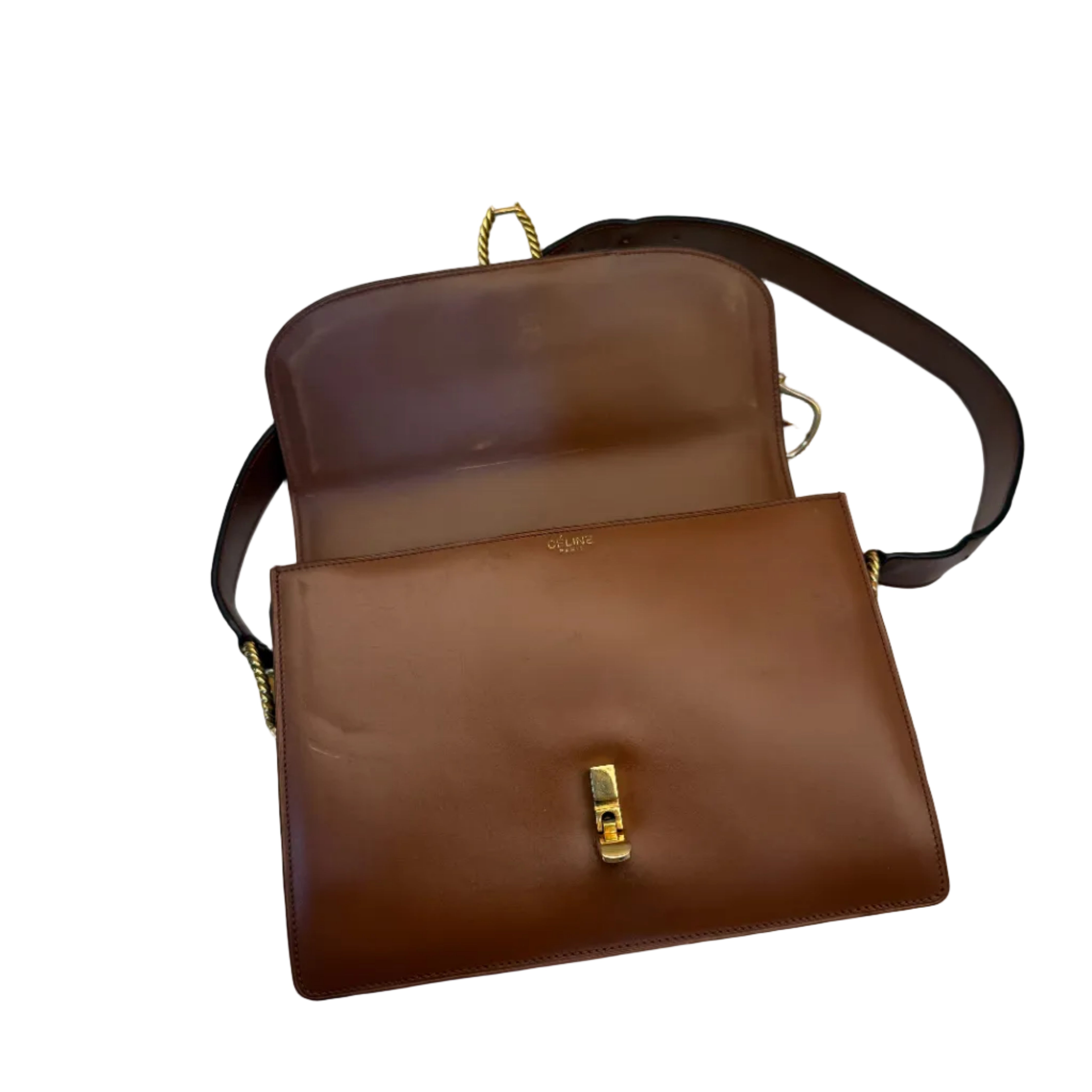Celine Vintage Brown Triomphe Shoulder Bag