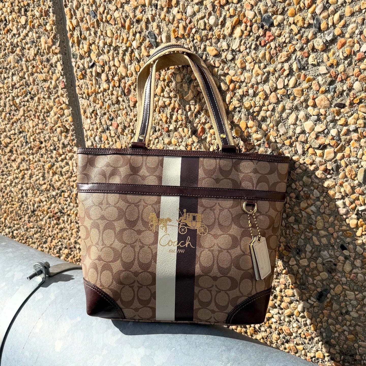 Coach Signature Chelsea Heritage Stripe Tote