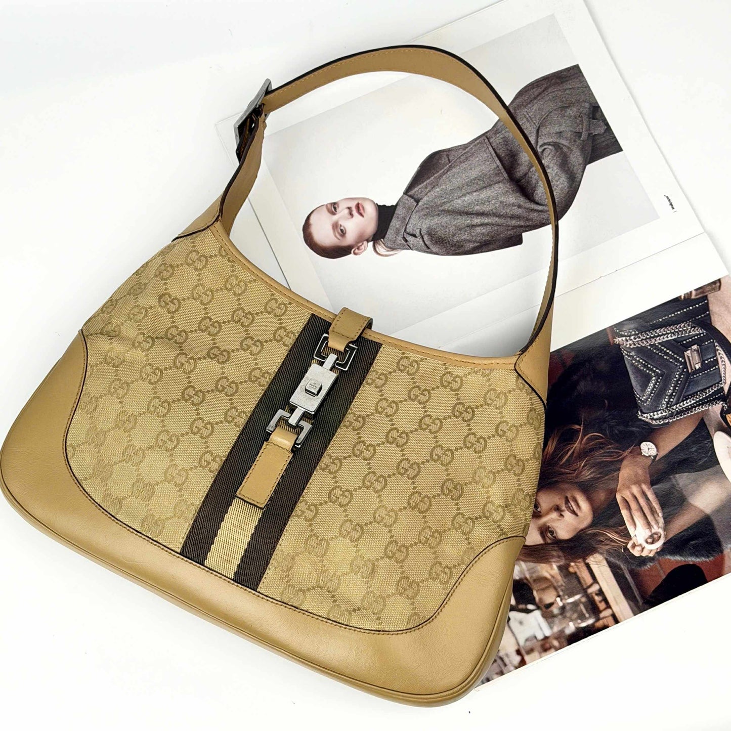 Gucci Jackie Bag - GG Beige Canvas