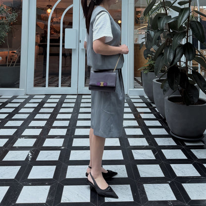 Salvatore Ferragamo Purple Saffiano Leather Genie Chain Crossbody