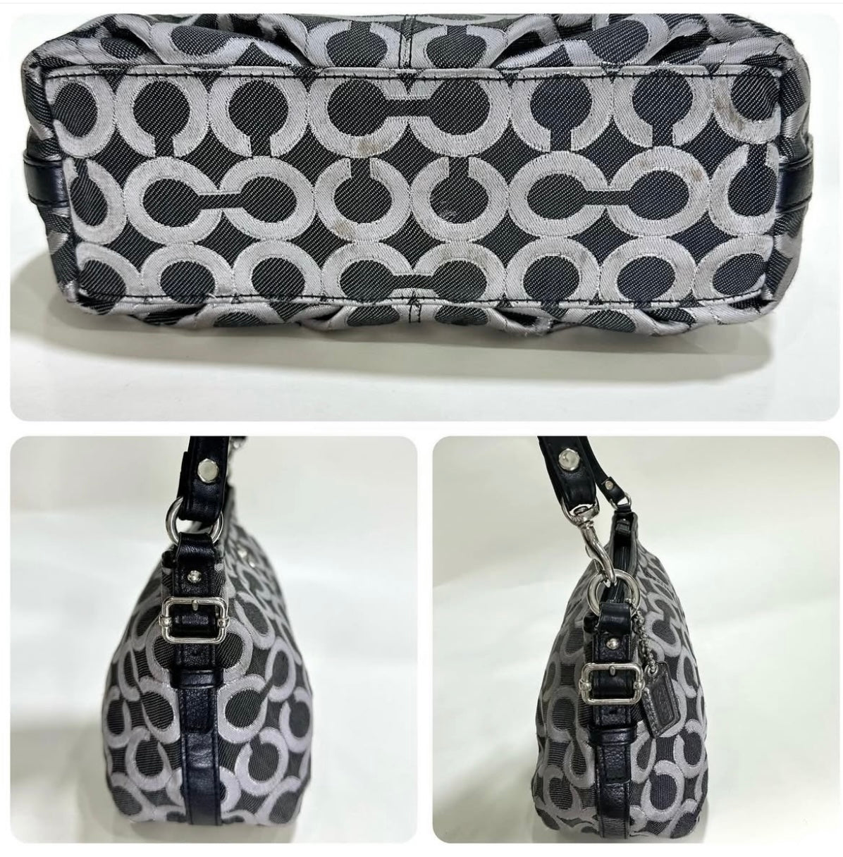 Coach Canvas Black and Silver Signature C Handbag