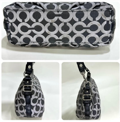 Coach Canvas Black and Silver Signature C Handbag