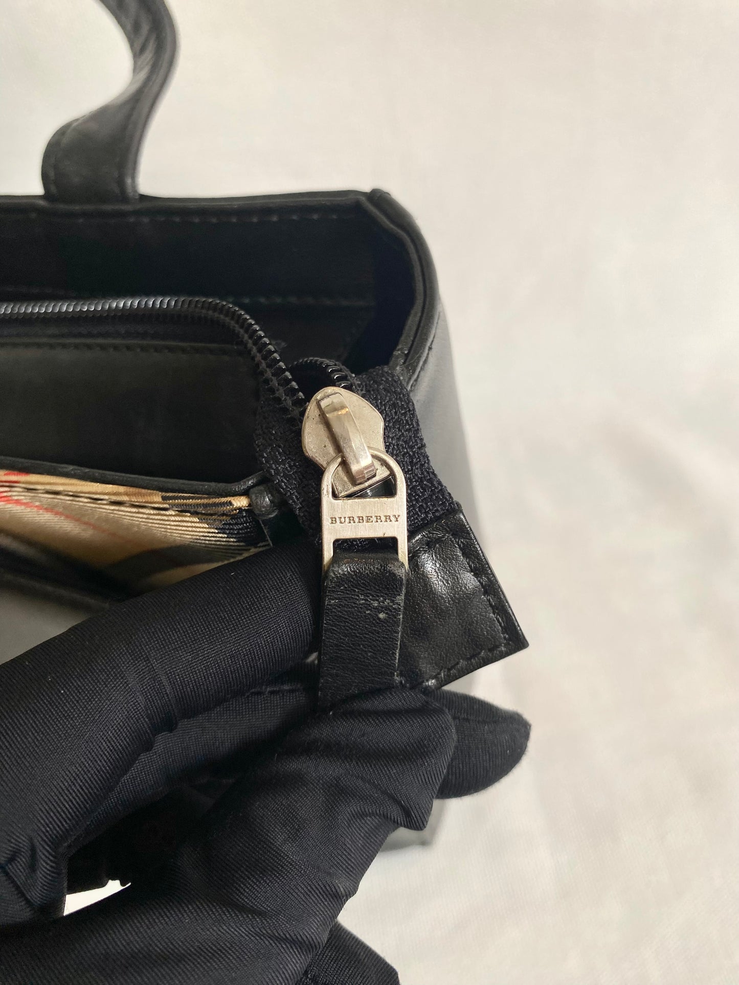 Burberry Nova Check Canvas Trimmed Leather Shoulder Bag