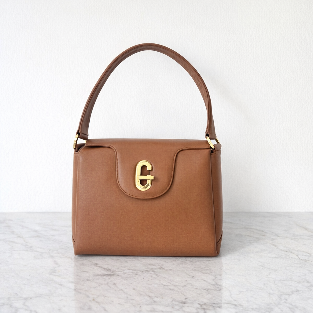 Gucci Vintage Brown Leather Turnlock Bag