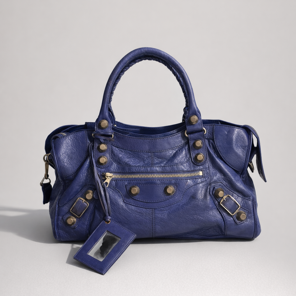 Balenciaga Bleu Lavande Lambskin Giant Part Time Shoulder Bag