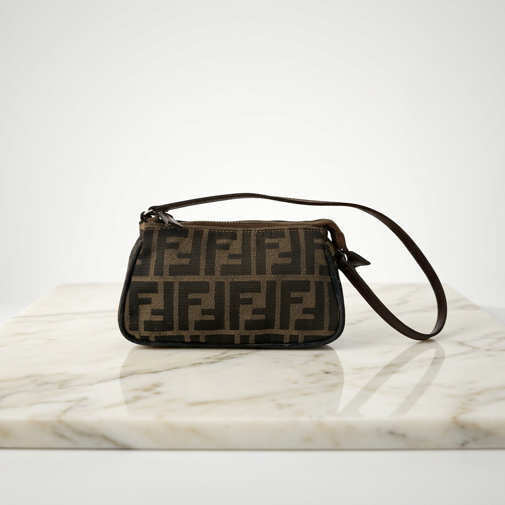 (RESERVE) Fendi Tobacco Zucca Print Canvas Mini Pochette