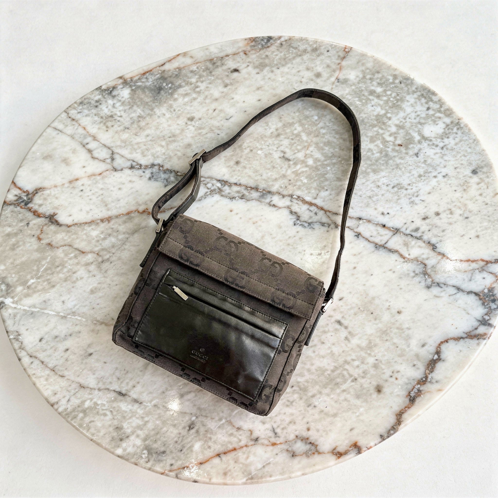 Gucci Black GG Monogram Squared Shoulder Bag
