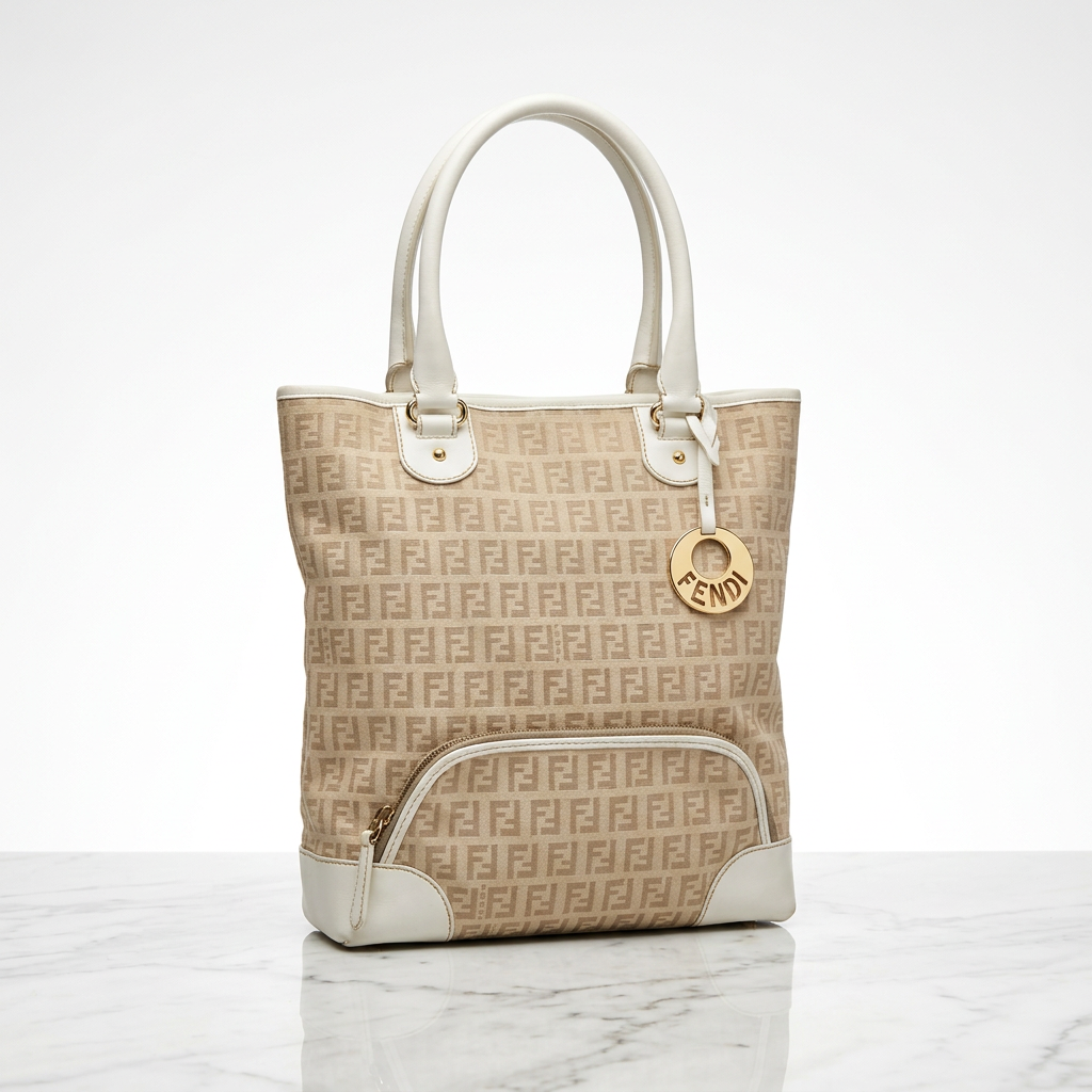 Fendi Vintage Chef Front Pocket Tote Zucchino Canvas