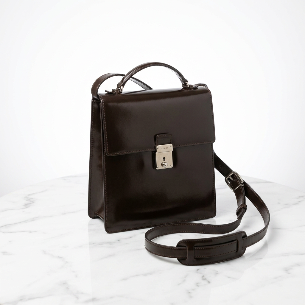 (RESERVE) Gucci Dark Brown Patent Leather Vintage Crossbody