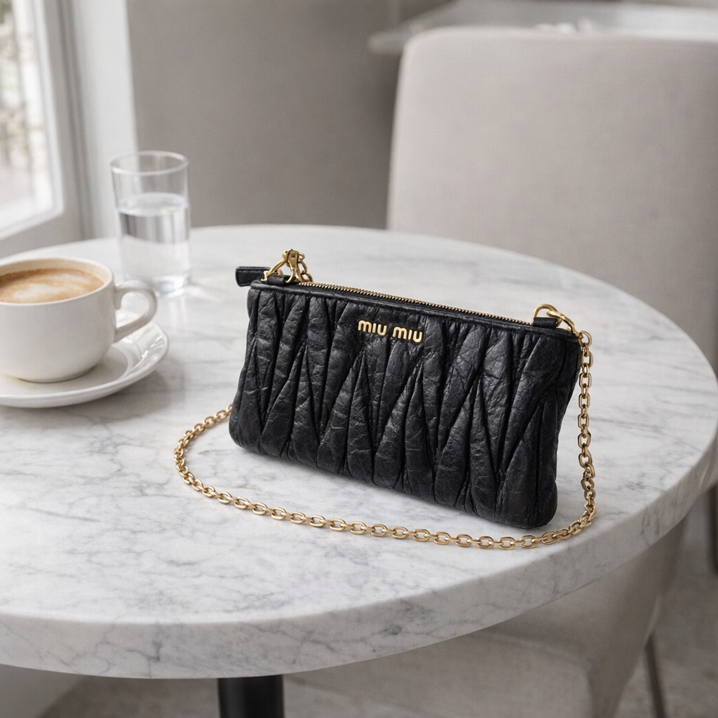 Miu Miu Matelasse Black Pouch
